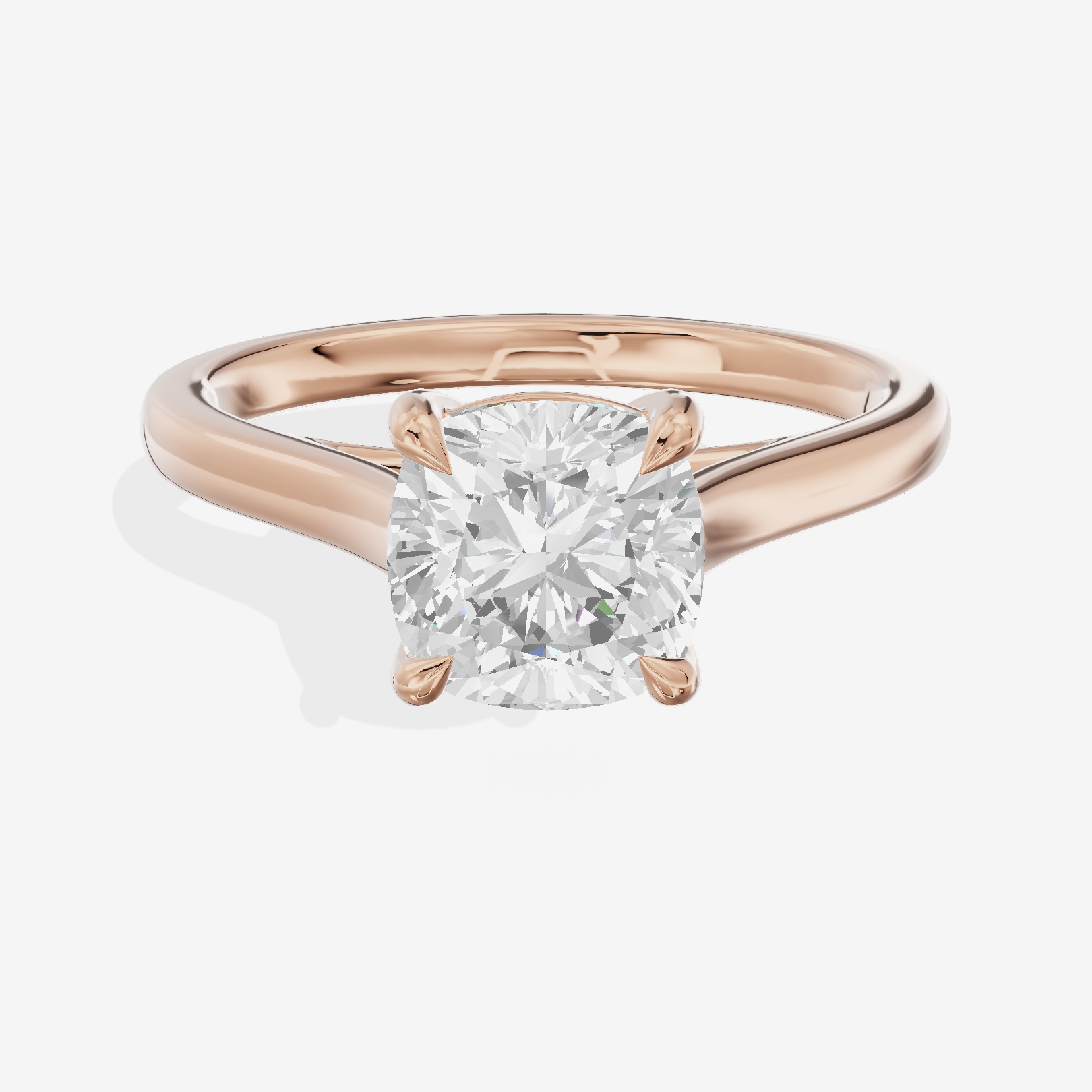 Whispered Coeurine 2mm Cushion Solitaire Engagement Ring in 14K Rose Gold