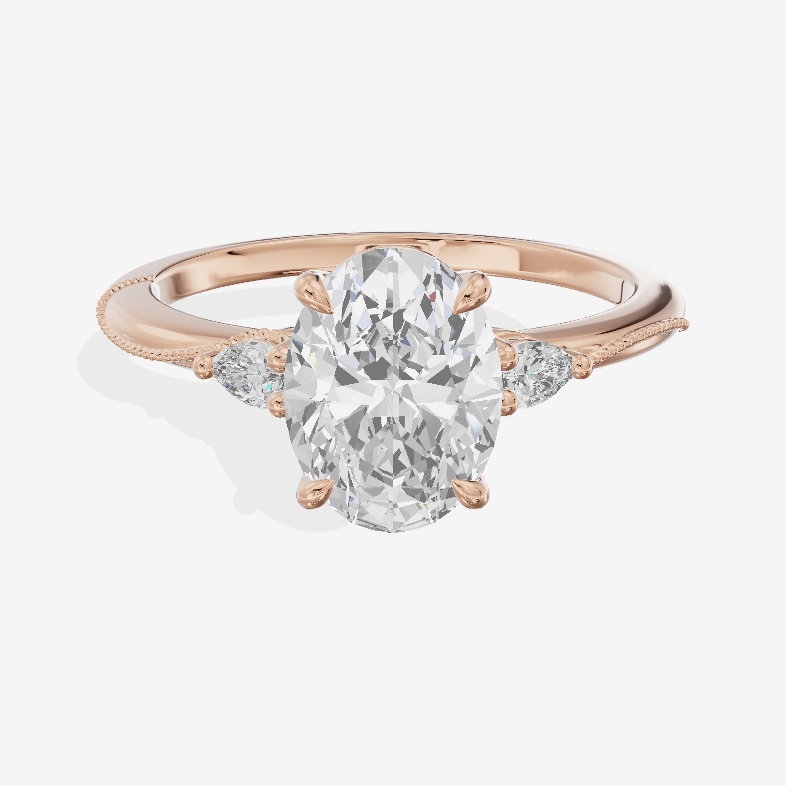Luxe Triade Oval Three Stone Engagement Ring (1/2 ct. tw.) in 14K Rose Gold