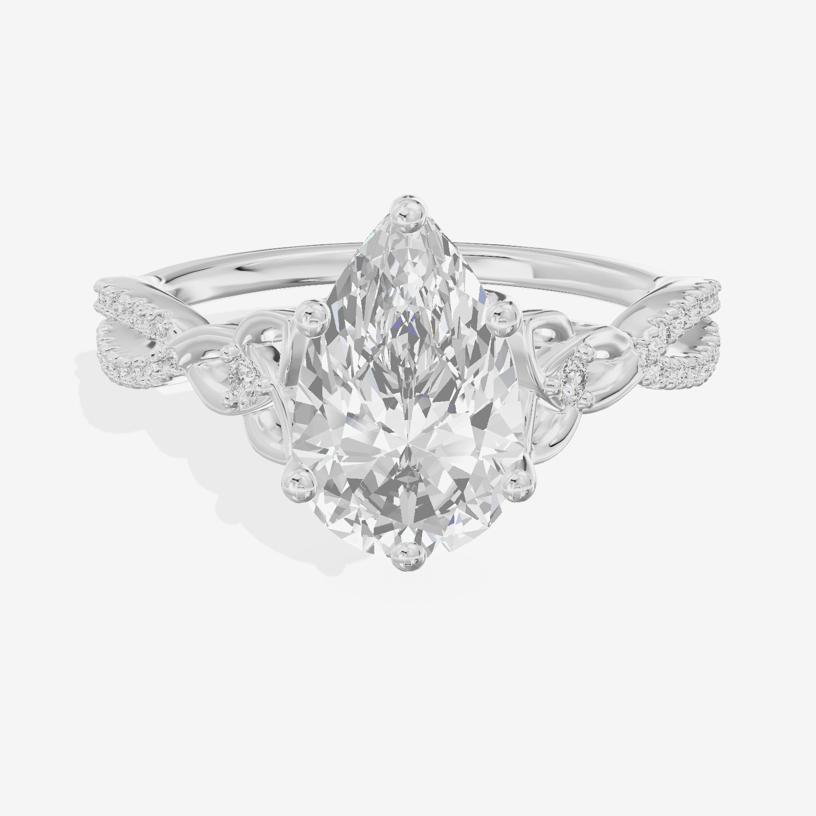 Luxe Vowsae Pear Engagement Ring with Side Stones (2/5 ct. tw.) in 18K White Gold