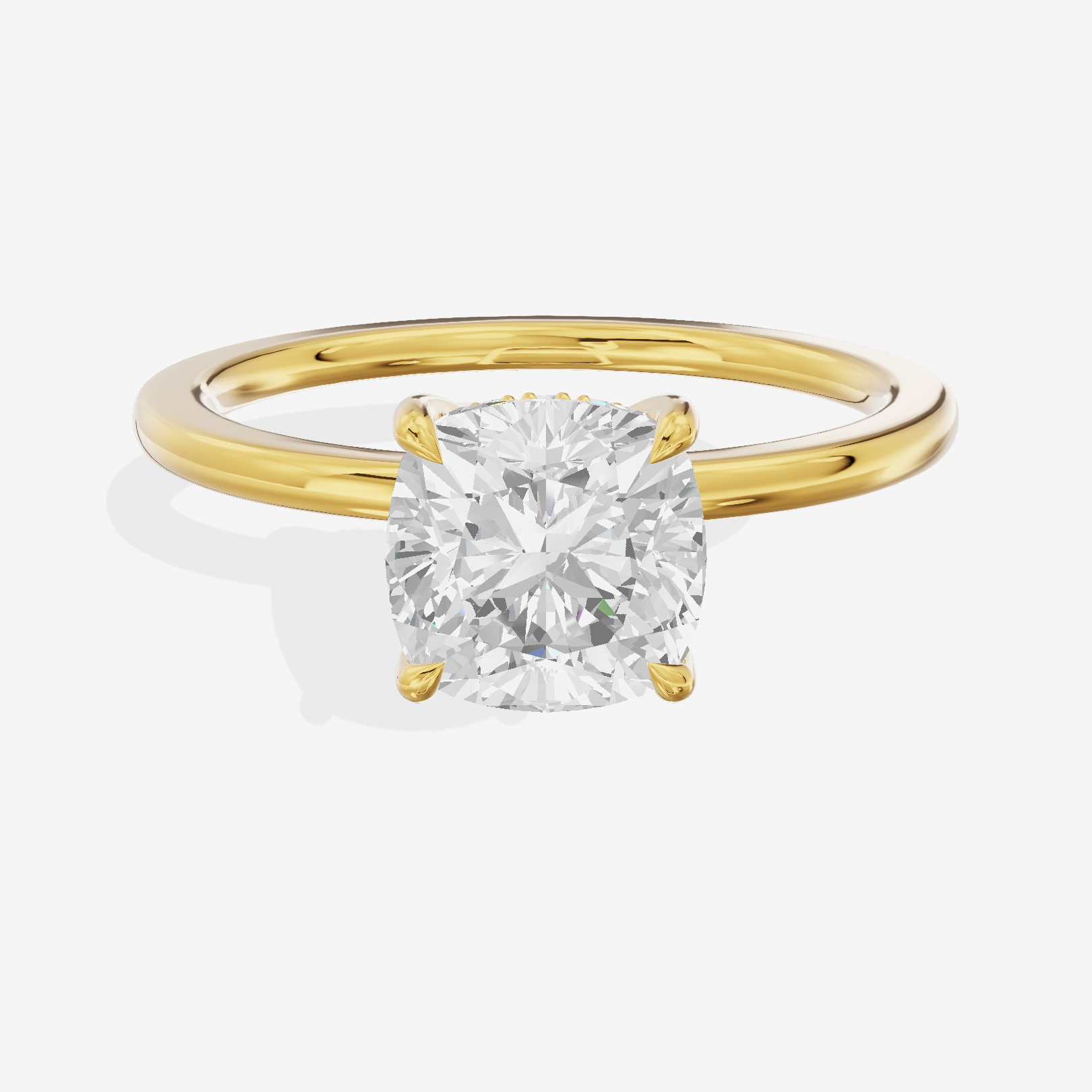 Coeurine Hidden Halo Cushion Engagement Ring (1/20 ct. tw.) in 18K Yellow Gold