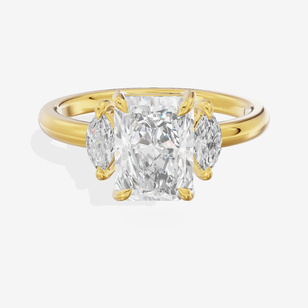 Twine Three Stone Radiant Engagement Ring (1/3 ct. tw.) in 18K Yellow Gold
