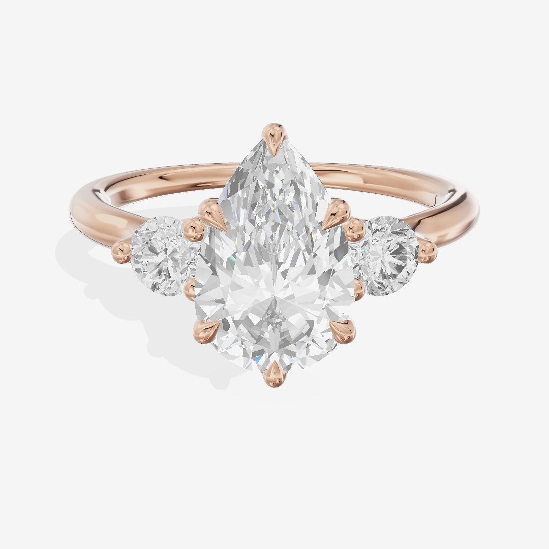 Eternal Vowsae Three Stone Pear Engagement Ring (1/3 ct. tw.) in 18K Rose Gold