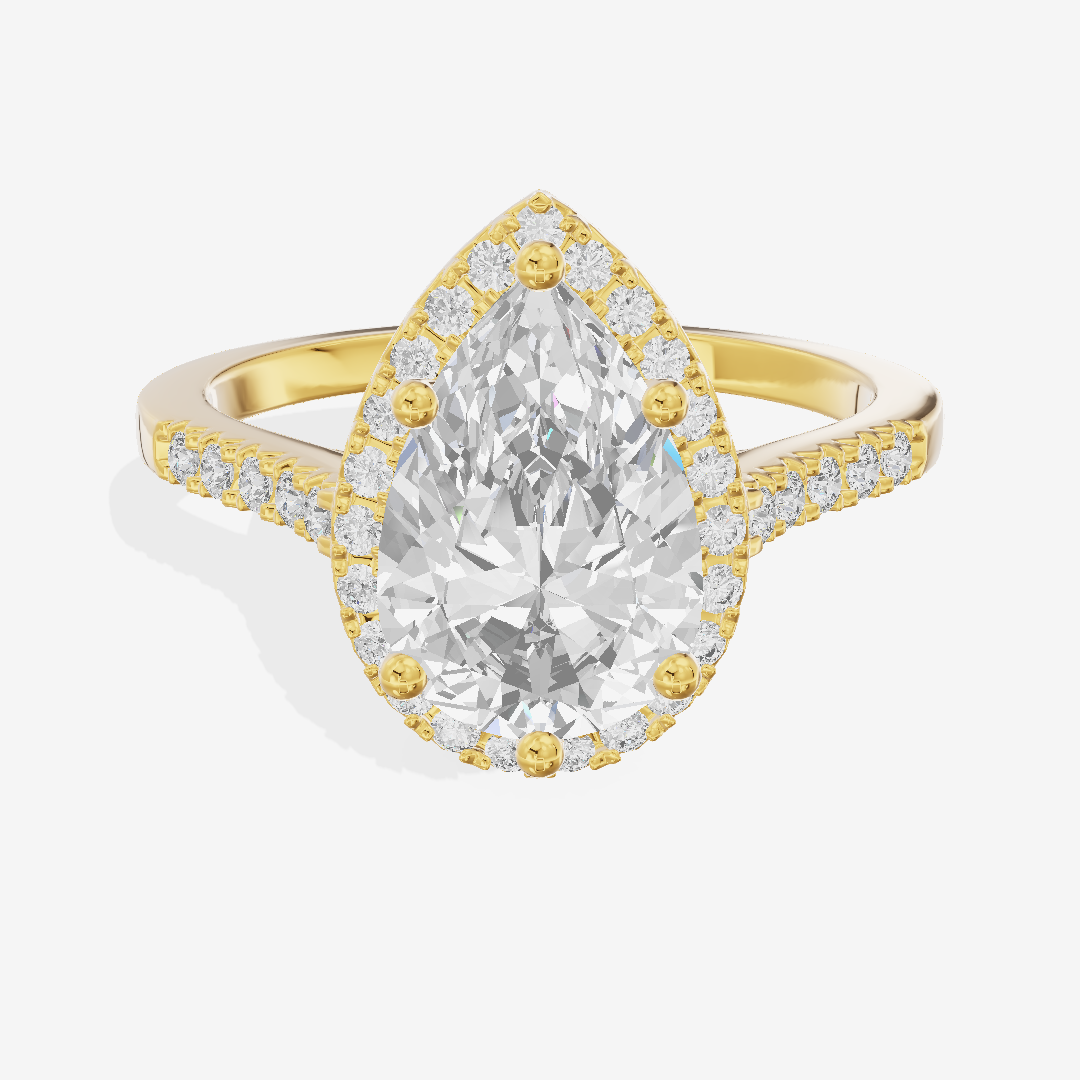 Lumera Halo Pear Engagement Ring (1/5 ct. tw.) in 14K Yellow Gold