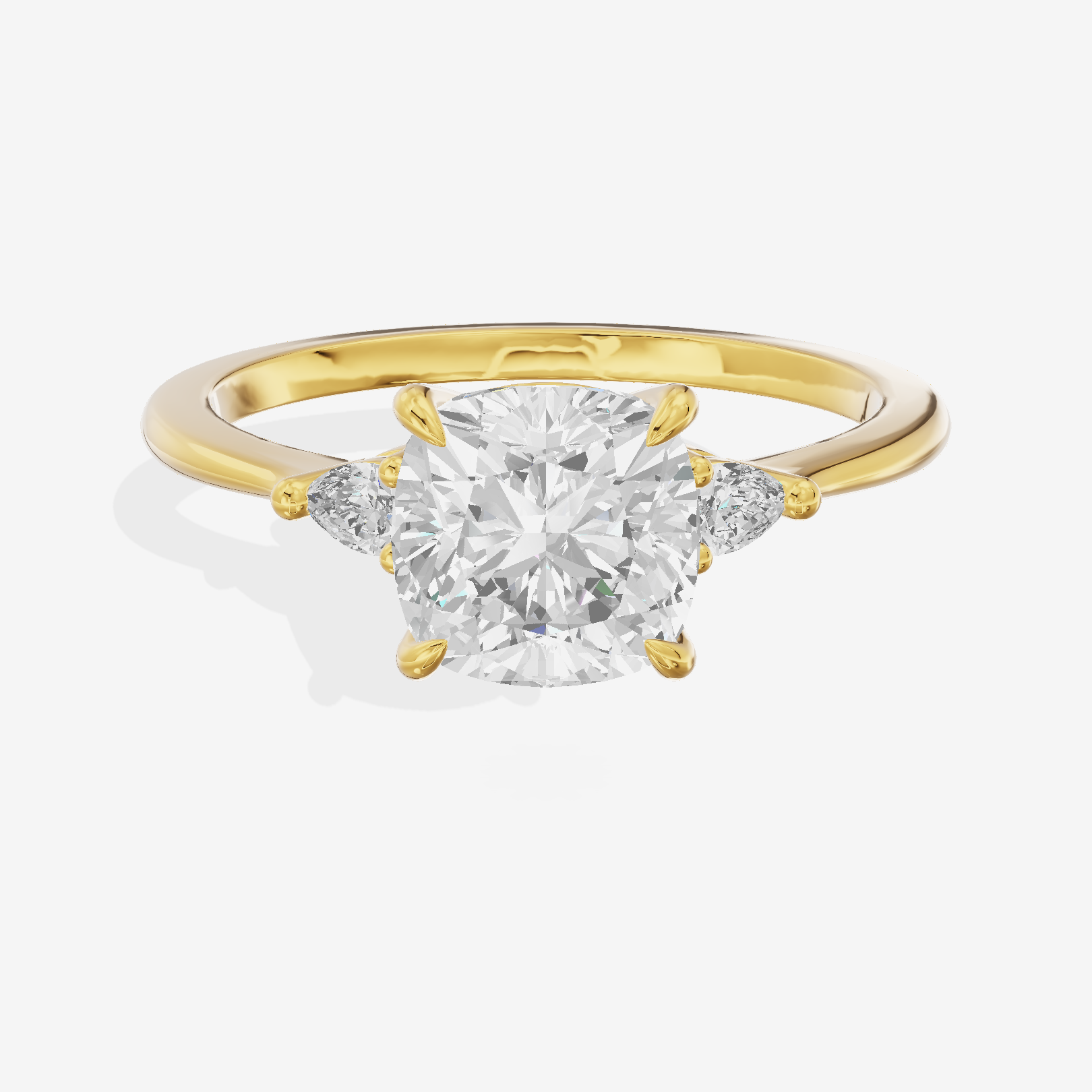 Lateria Three Stone Cushion Engagement Ring (1/2 ct. tw.) in 18K Yellow Gold