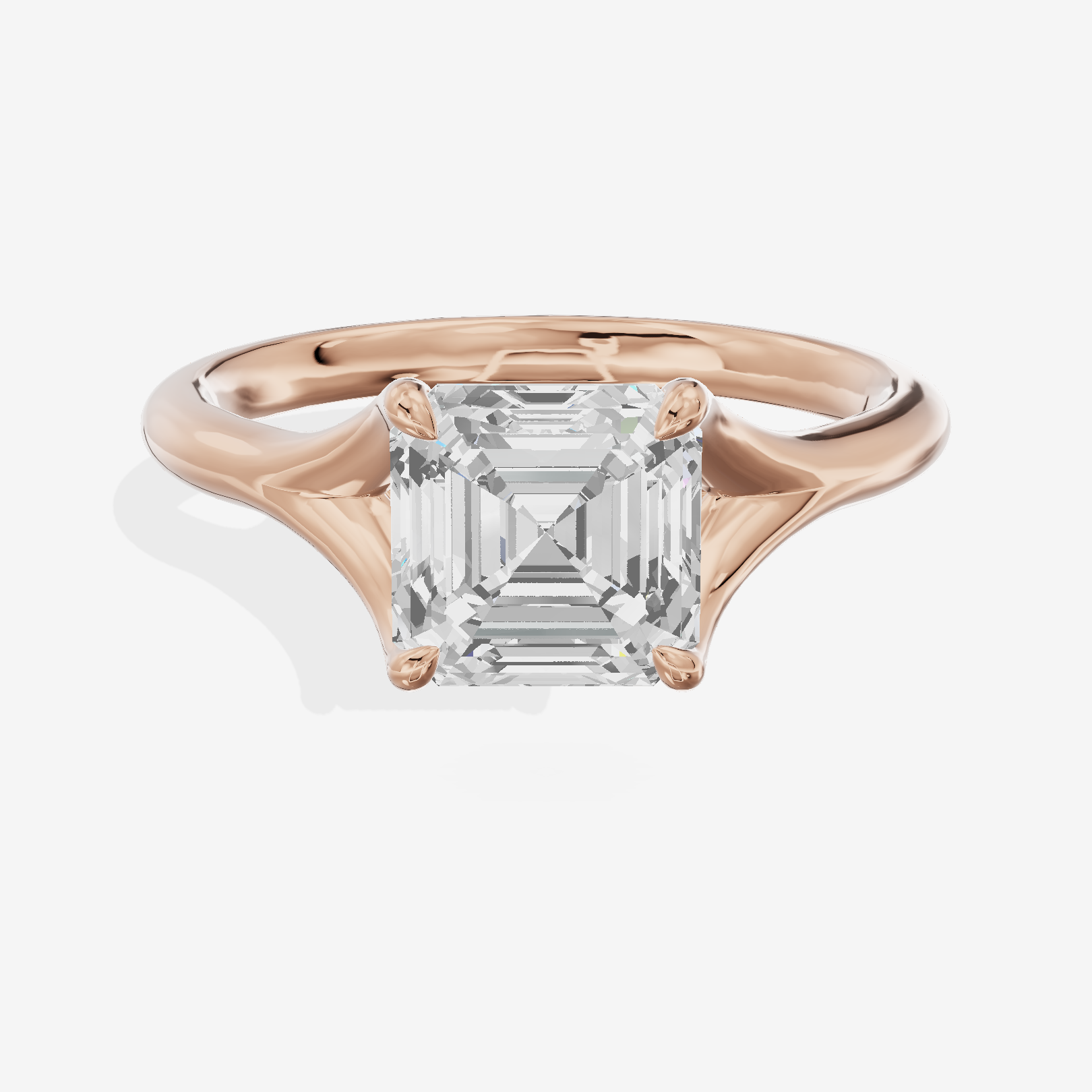 Classic Aurea 2mm Asscher Solitaire Engagement Ring in 14K Rose Gold