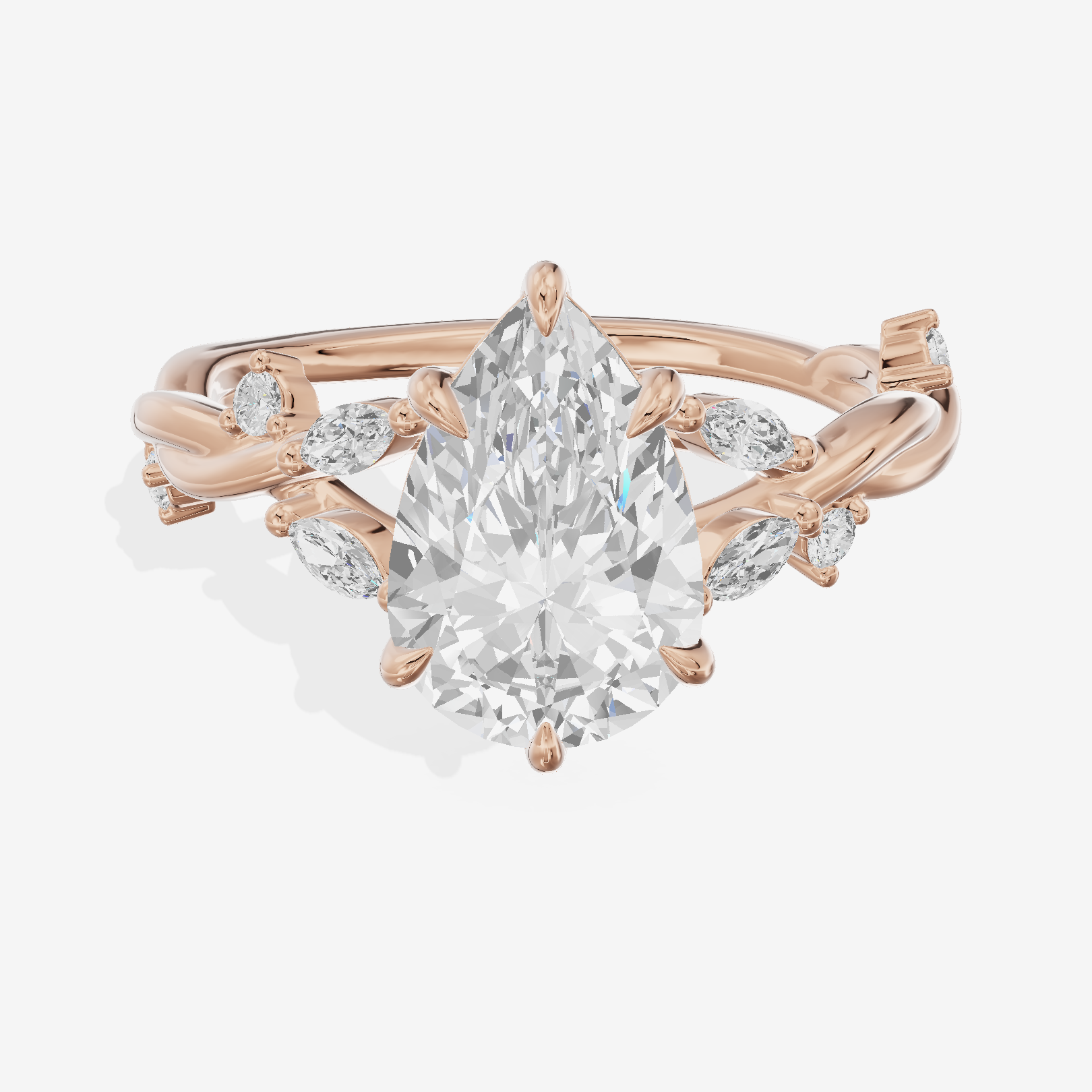 Twined Vowsae Pear Twisted Engagement Ring (1/6 ct. tw.) in 18K Rose Gold
