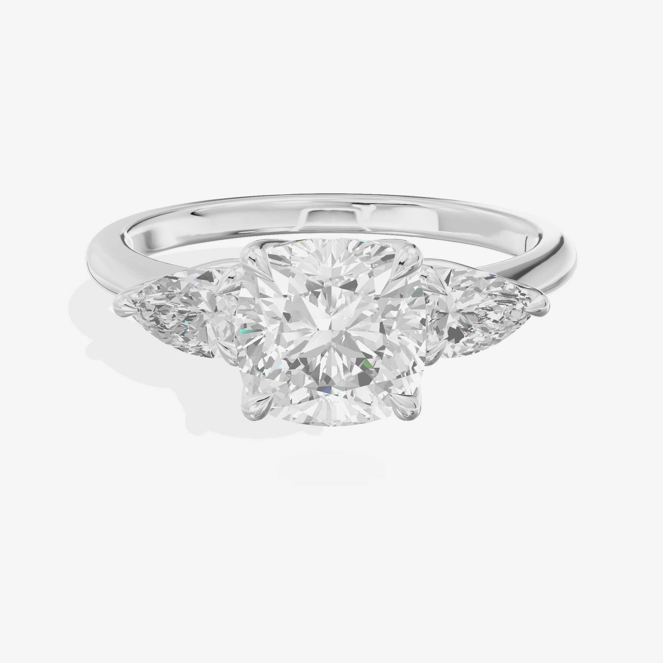 Modern Triade Cushion Three Stone Engagement Ring (1/2 ct. tw.) in 18K White Gold