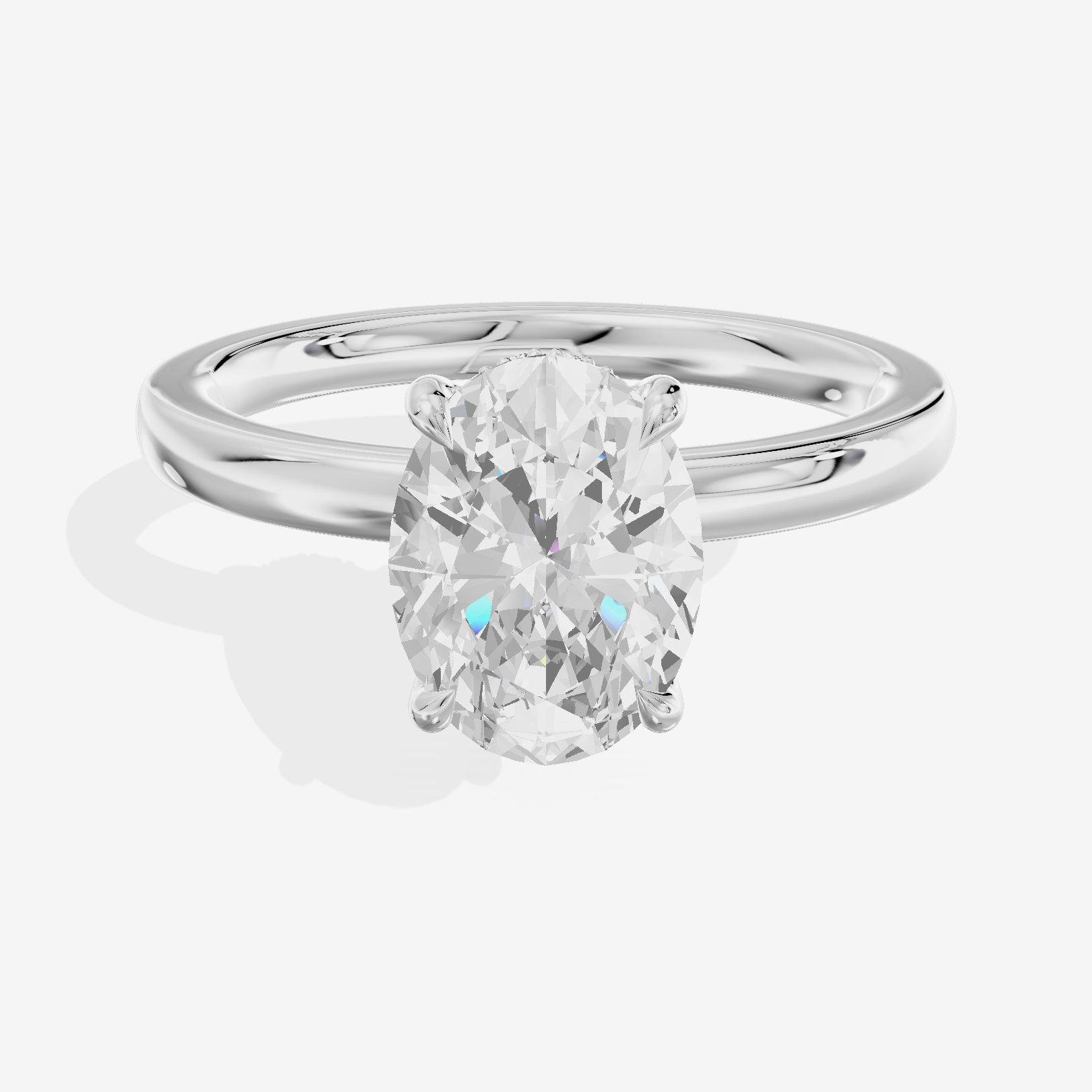 Solea Hidden Halo Oval Engagement Ring (1/15 ct. tw.) in 14K White Gold
