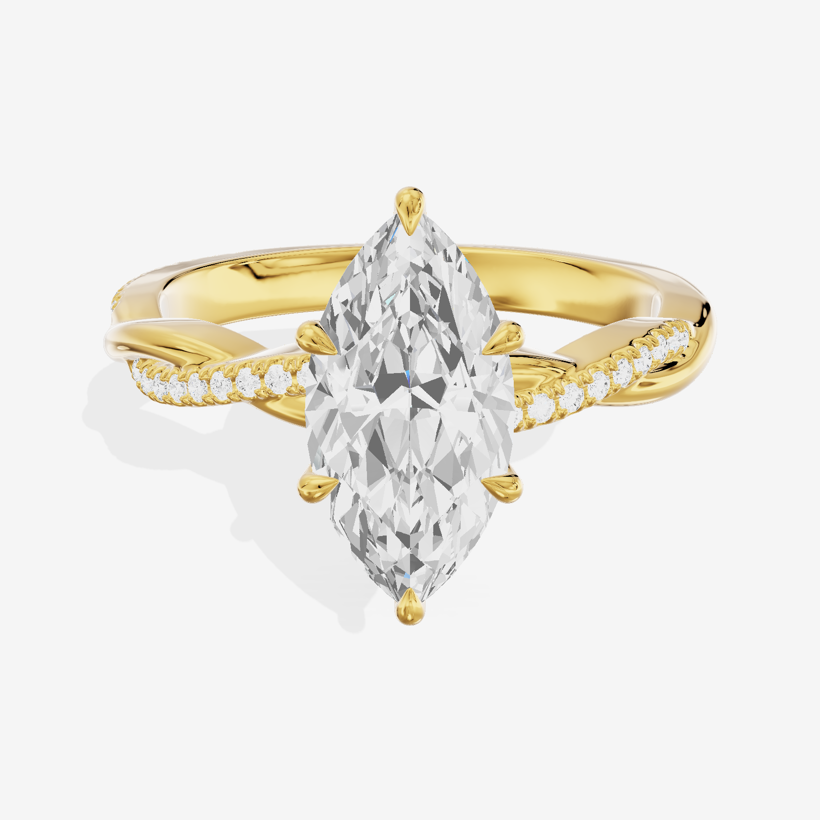 Petite Lumera Marquise Pavé Engagement Ring (1/8 ct. tw.) in 18K Yellow Gold