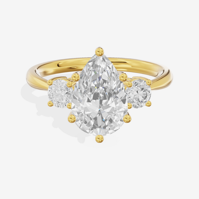 Grand Sincere Three Stone Pear Engagement Ring (1/3 ct. tw.) in 18K Yellow Gold