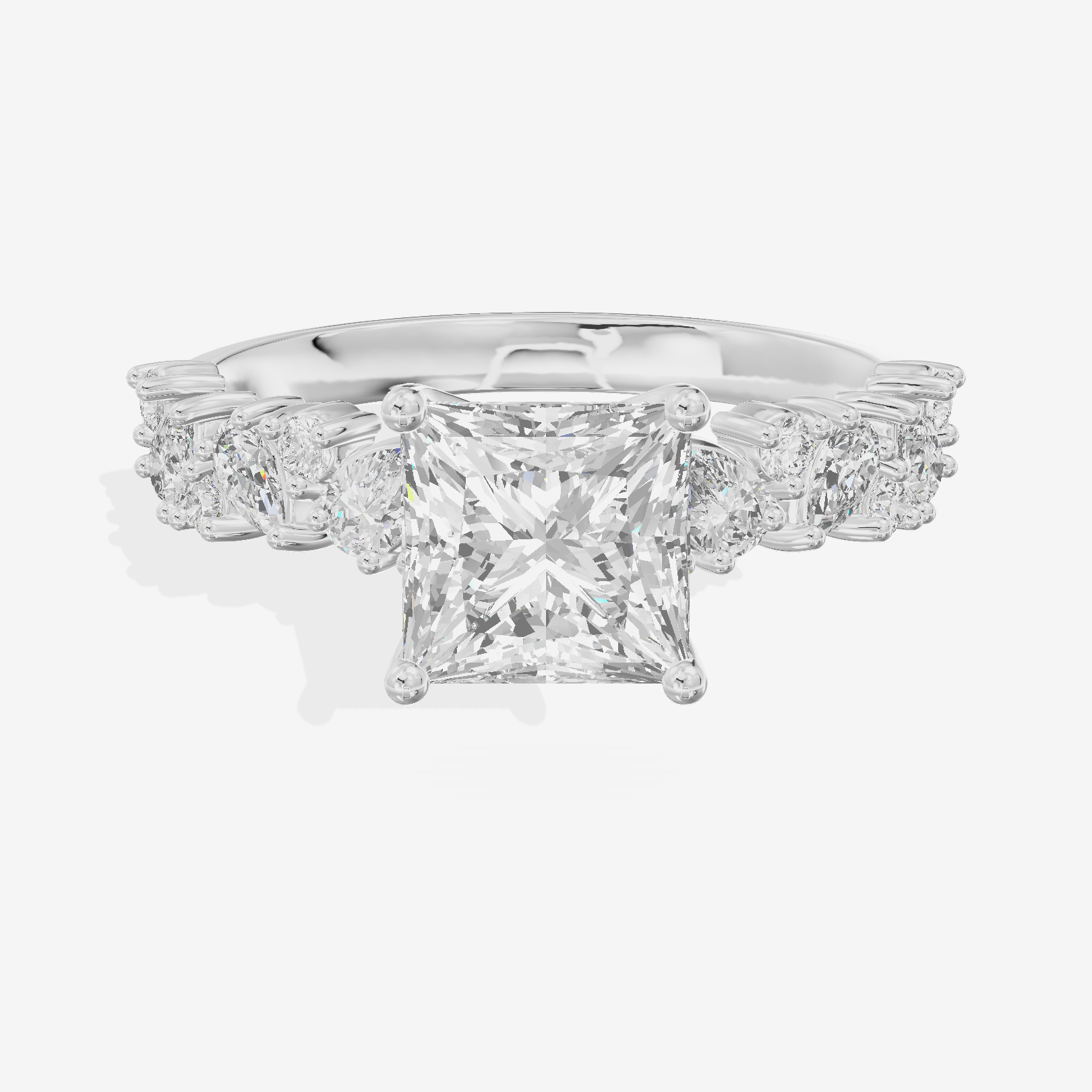 Bowed Vowsae Princess Engagement Ring with Side Stones (2/5 ct. tw.) in 14K White Gold
