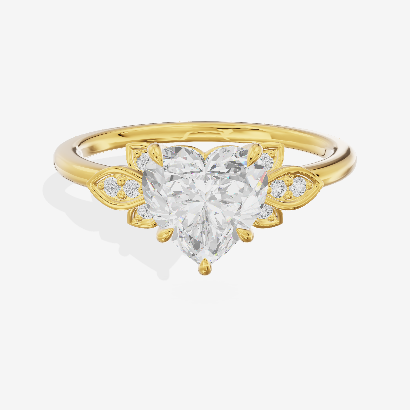 Trellise Heart Engagement Ring with Side Stones (1/20 ct. tw.) in 14K Yellow Gold