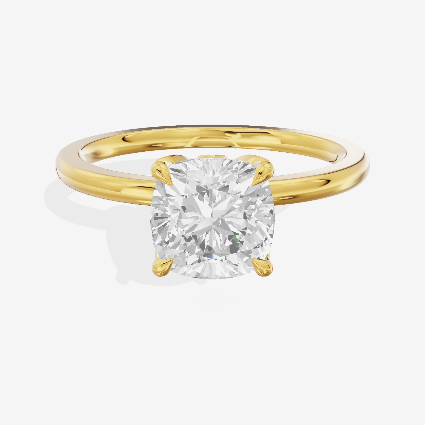 Whispered Vowsae Cushion Engagement Ring with Side Stones (1/15 ct. tw.) in 14K Yellow Gold
