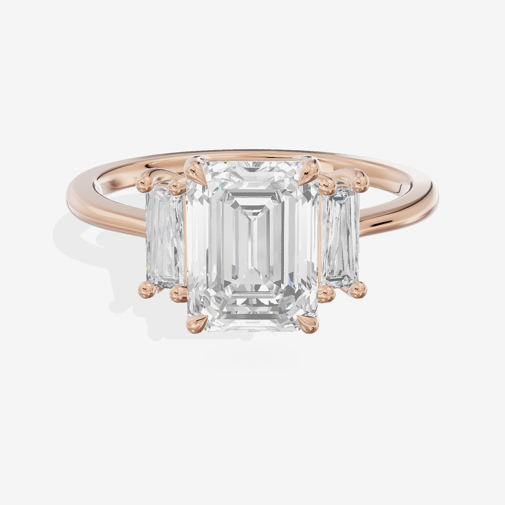 Eversince Three Stone Emerald Engagement Ring (1/4 ct. tw.) in 18K Rose Gold