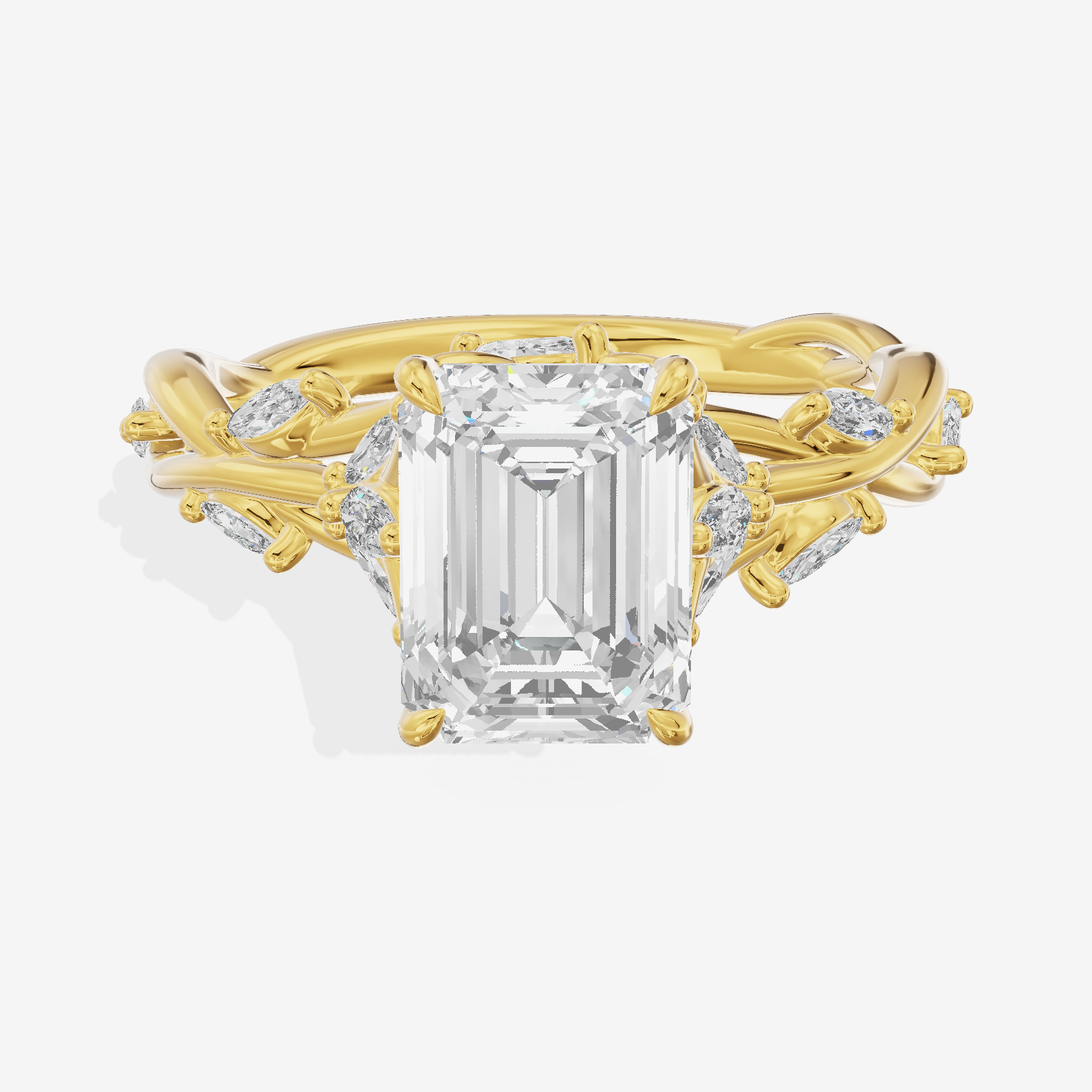 Twine Pavé Emerald Twisted Engagement Ring (1/2 ct. tw.) in 18K Yellow Gold