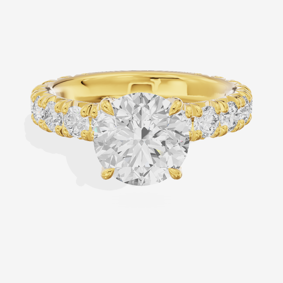 Crowned Sincere Round Engagement Ring with Side Stones (3/4 ct. tw.) in 14K Yellow Gold