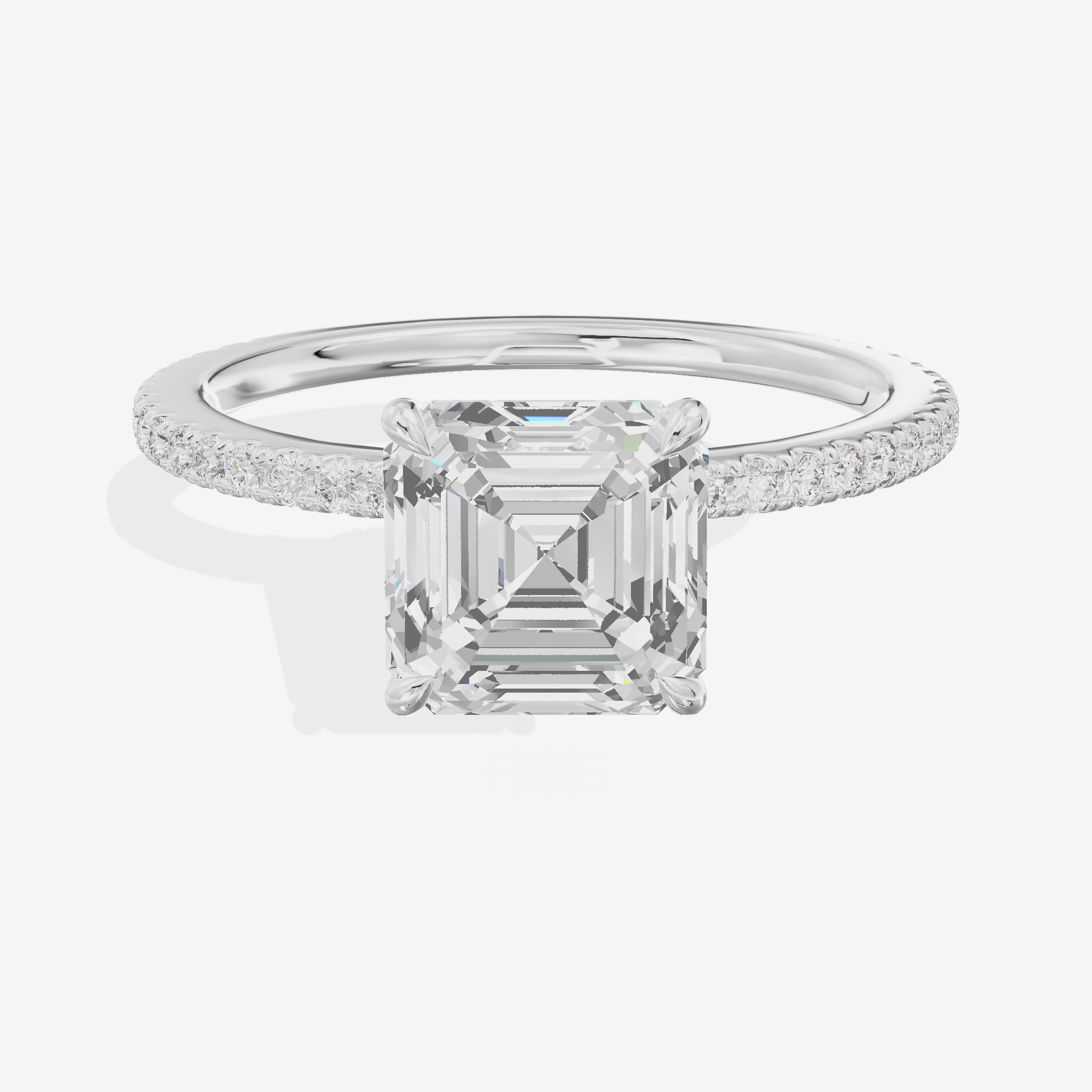 Petite Cherubine Asscher Engagement Ring with Side Stones (1/3 ct. tw.) in 18K White Gold