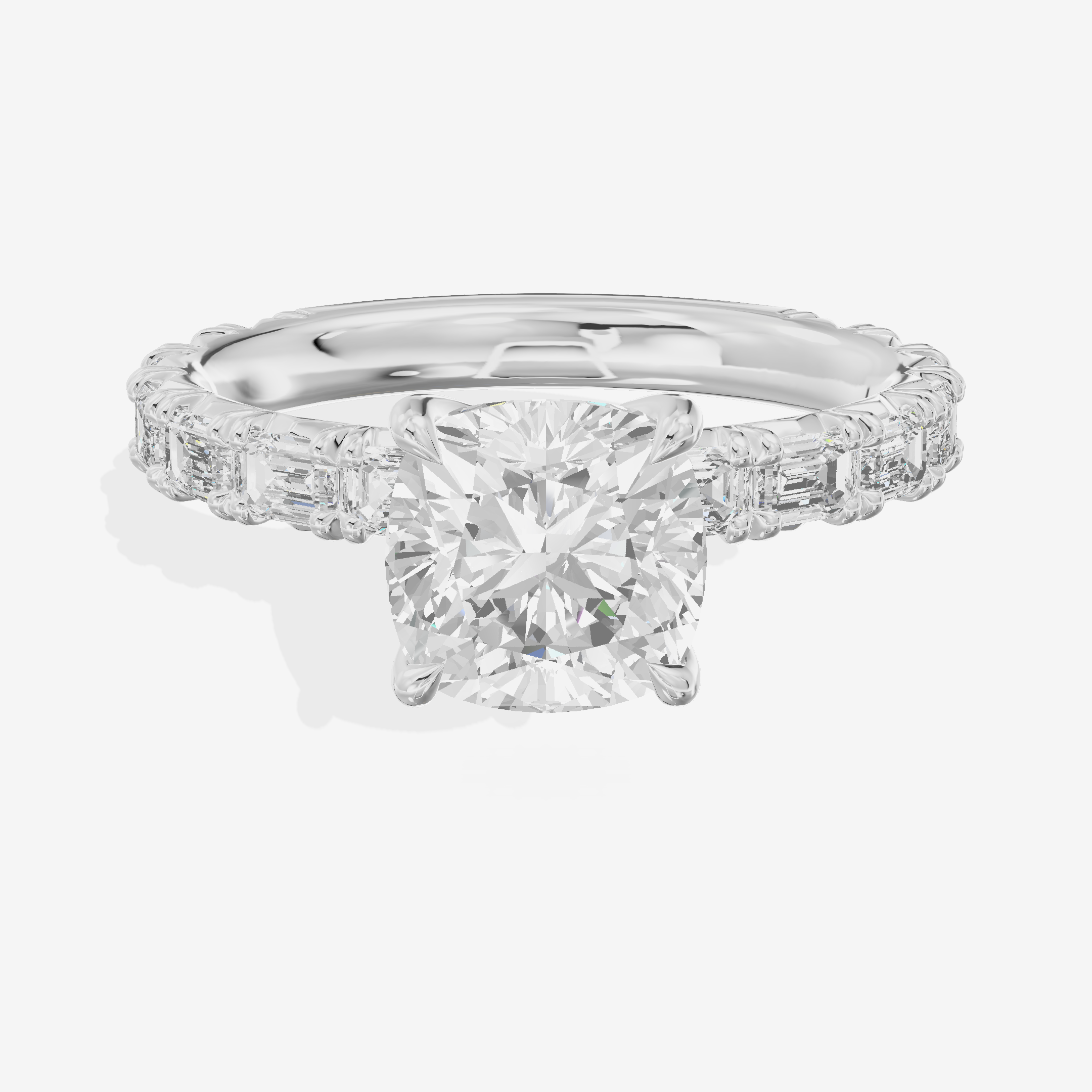 Luxe Aurea Cushion Engagement Ring with Side Stones (3/8 ct. tw.) in Platinum