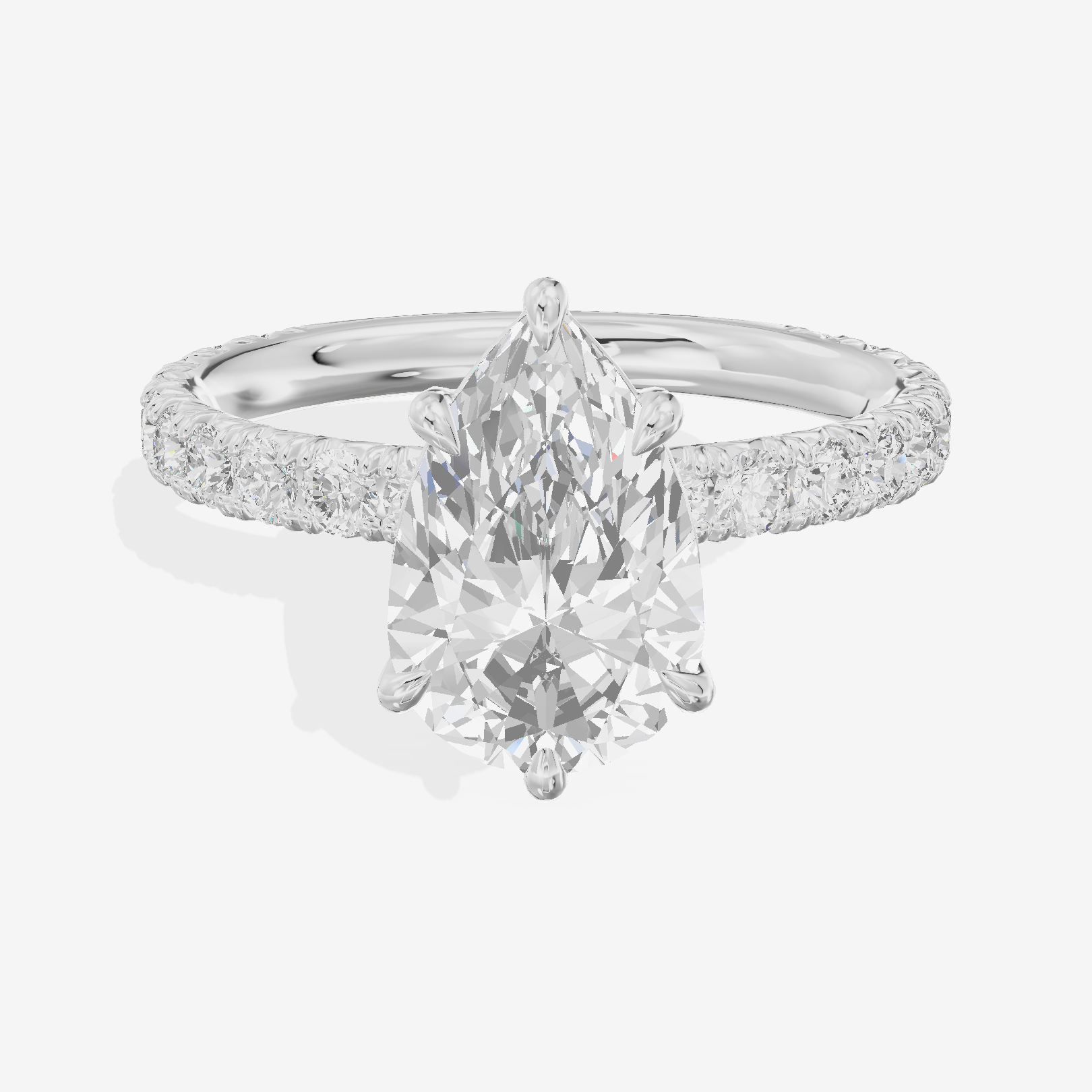 Twined Promezza Pear Engagement Ring with Side Stones (1/2 ct. tw.) in 14K White Gold