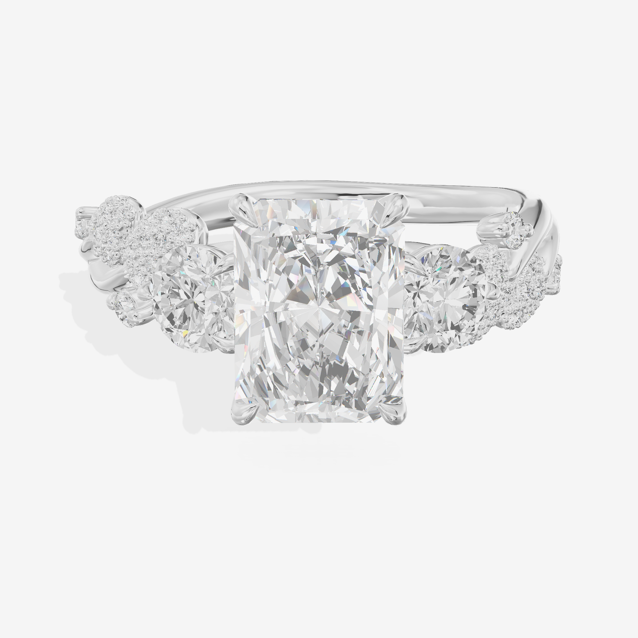 Modern Coeurine Three Stone Radiant Engagement Ring (1/2 ct. tw.) in 14K White Gold