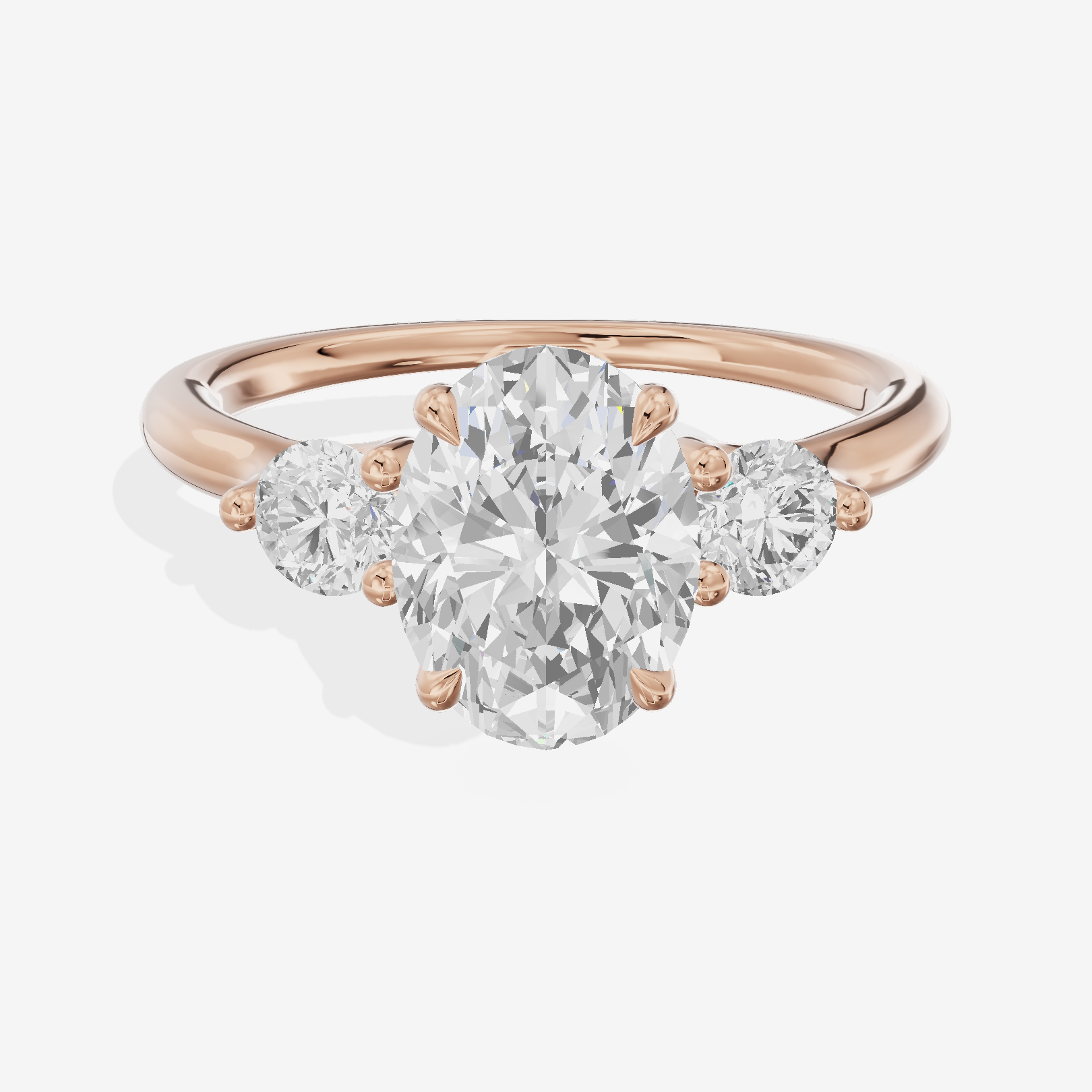 Triade Anniversary Anniversary Oval Three Stone Engagement Ring (1/2 ct. tw.) in 14K Rose Gold