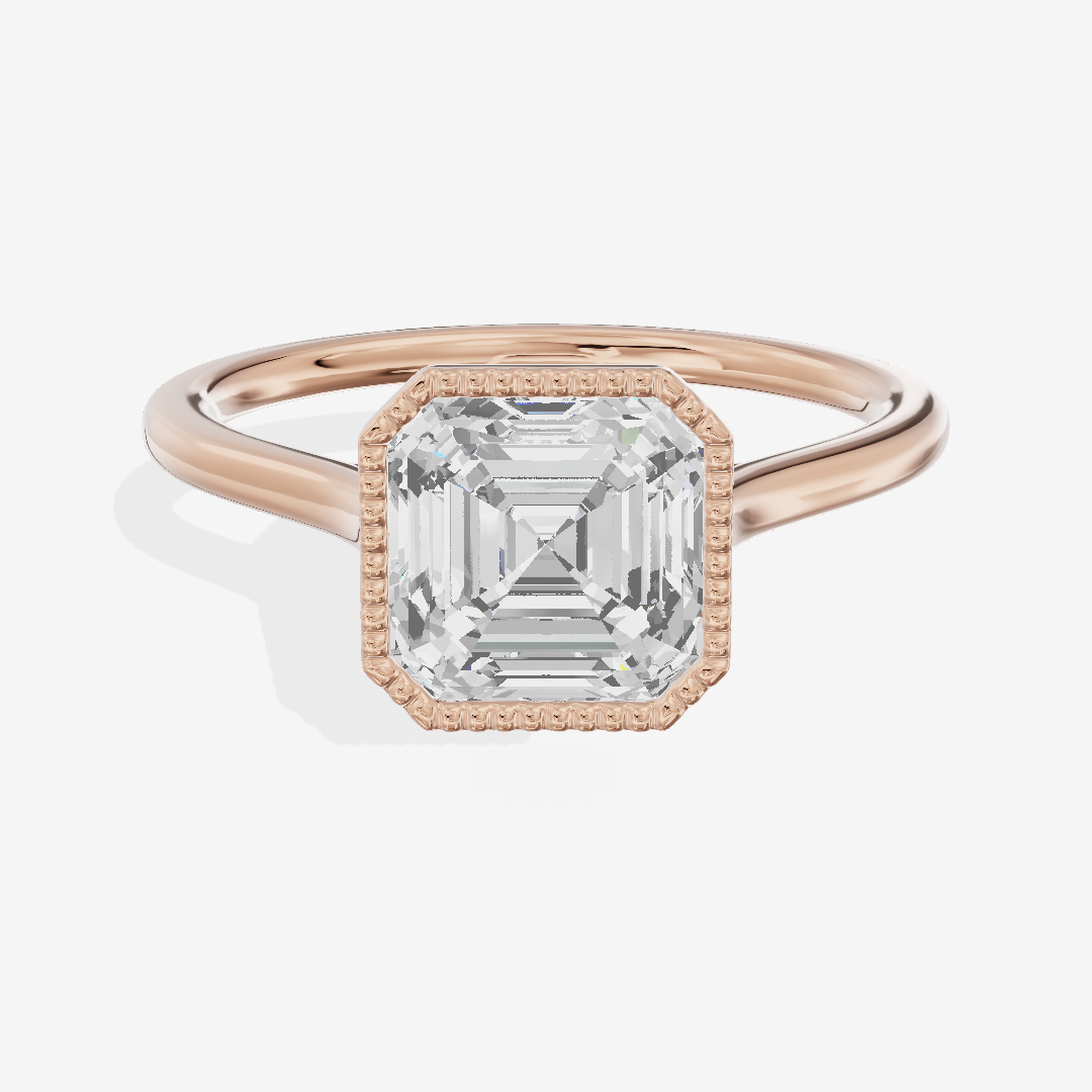 Modern Coeurine 1.5mm Asscher Bezel Engagement Ring in 14K Rose Gold