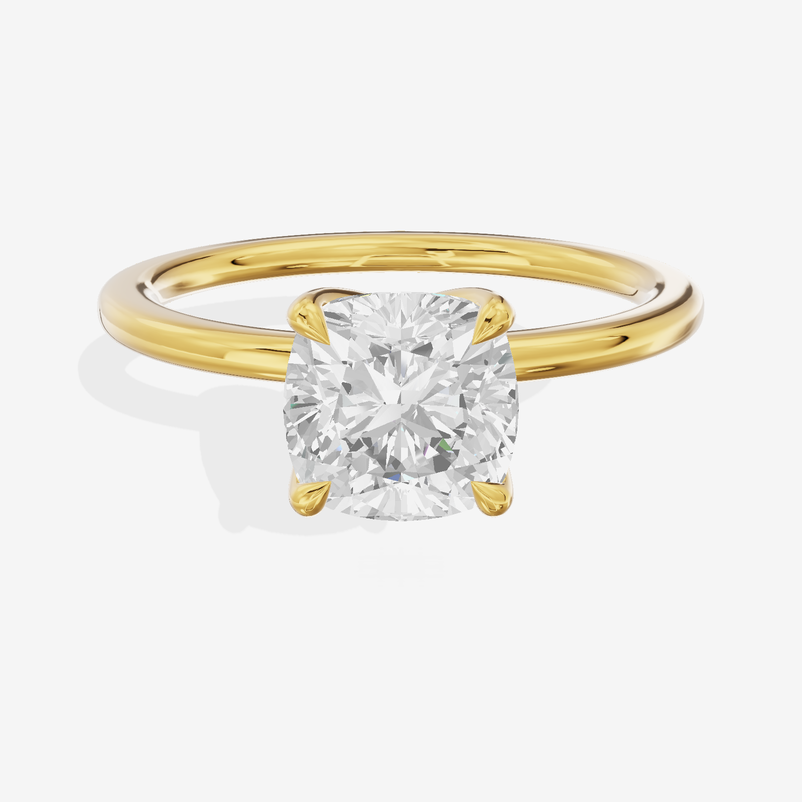 Petite Selenia 1.5mm Cushion Solitaire Engagement Ring in 14K Yellow Gold