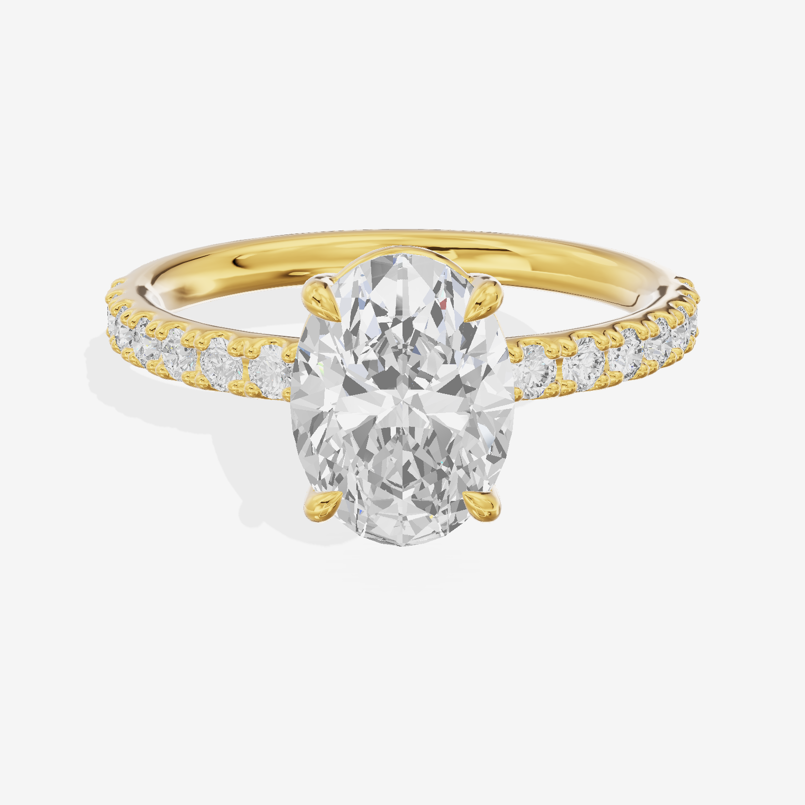 Selenia Basket Split Shank Oval Engagement Ring with Side Stones (1/8 ct. tw.) in 14K Yellow Gold