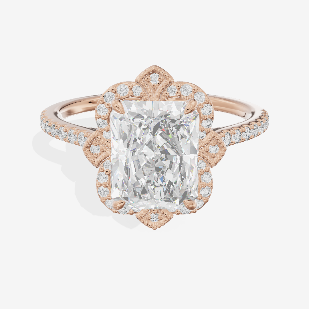 Selenia Halo Radiant Engagement Ring (1/6 ct. tw.) in 14K Rose Gold