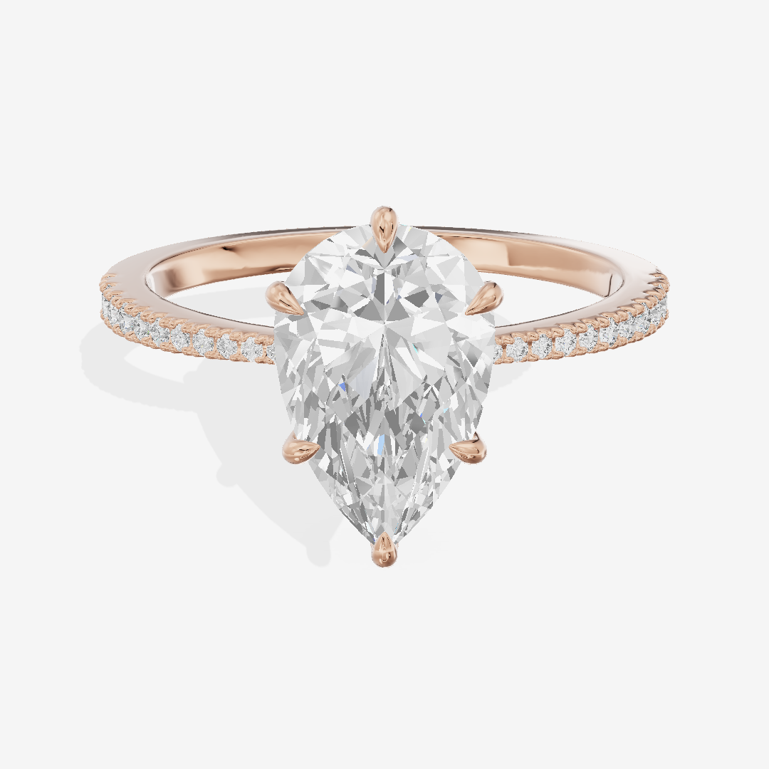Grand Tender Pear Engagement Ring with Side Stones (1/8 ct. tw.) in 14K Rose Gold