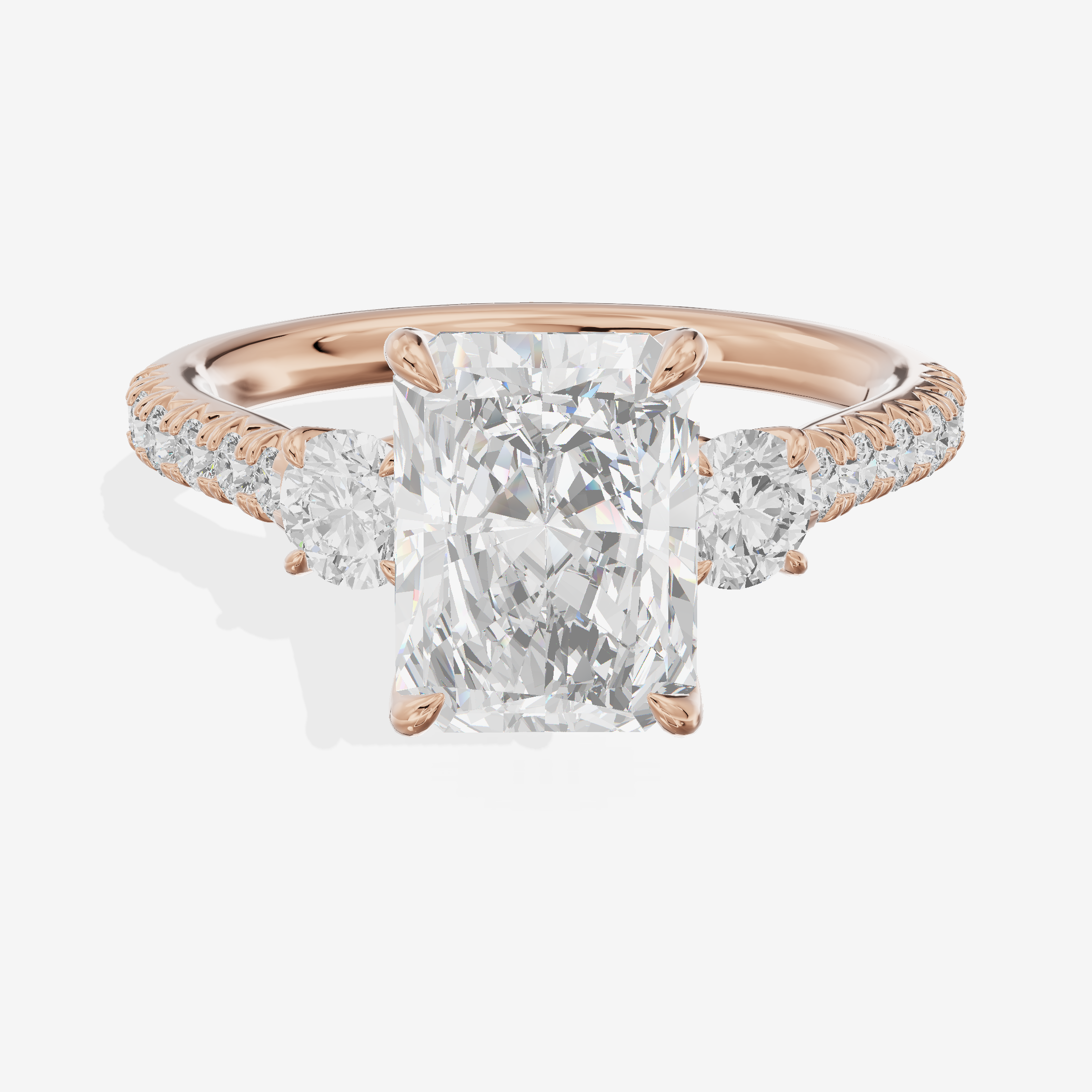Triade Anniversary Anniversary Radiant Three Stone Engagement Ring (1/2 ct. tw.) in 18K Rose Gold