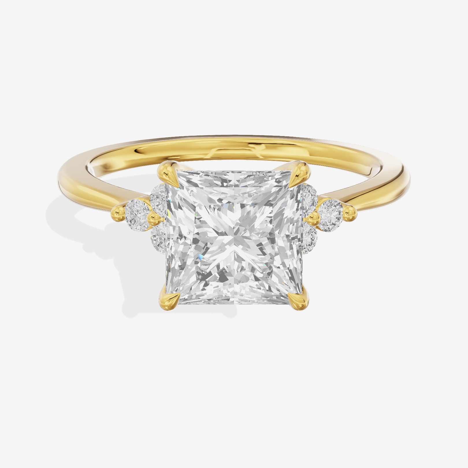 Petite Whisper Princess Engagement Ring with Side Stones (1/10 ct. tw.) in 18K Yellow Gold