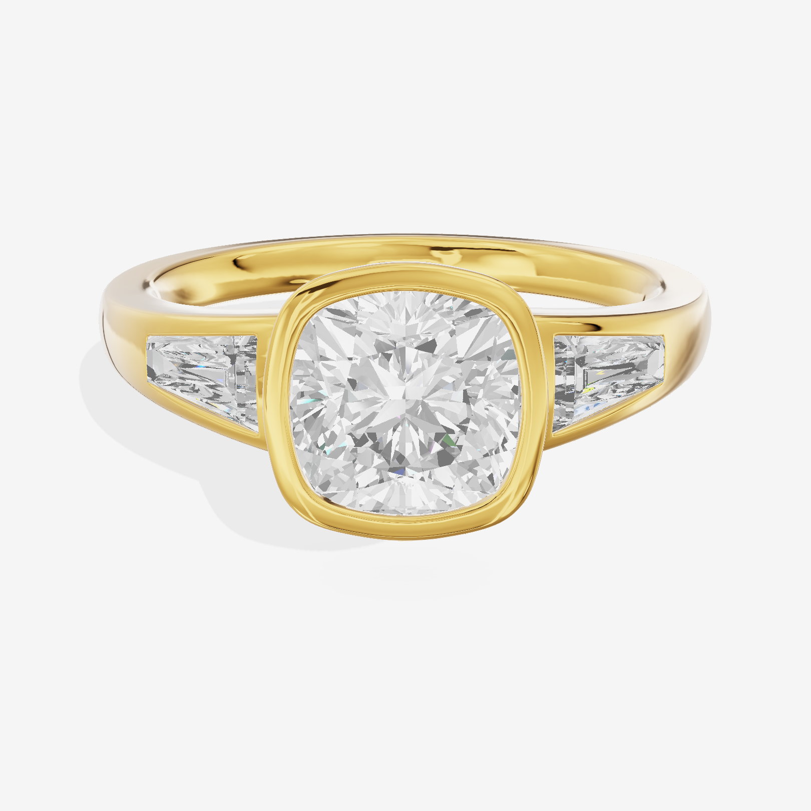 Modern Triade Cushion Three Stone Engagement Ring (1/2 ct. tw.) in 18K Yellow Gold