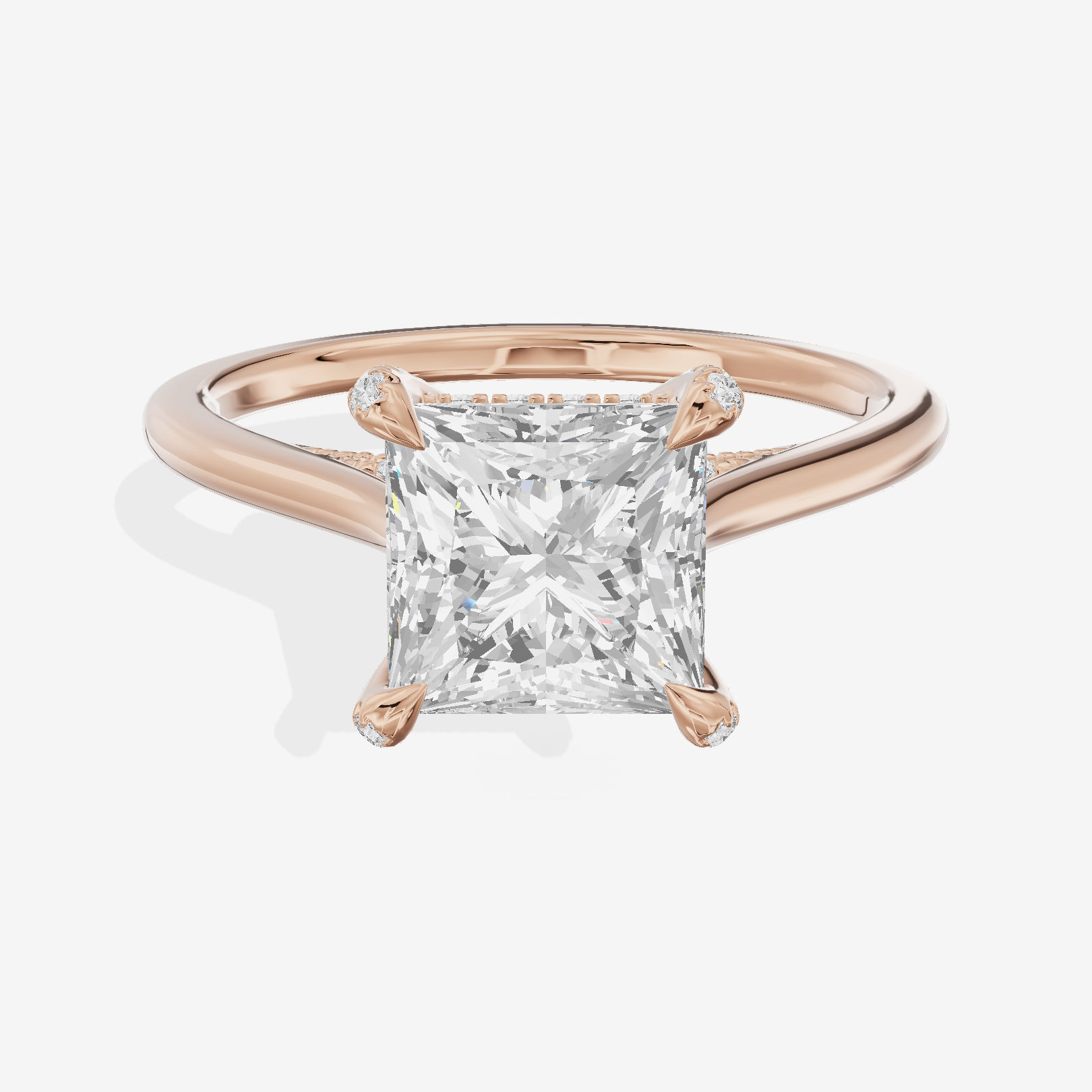Grand Vowsae Princess Engagement Ring with Side Stones (1/5 ct. tw.) in 14K Rose Gold