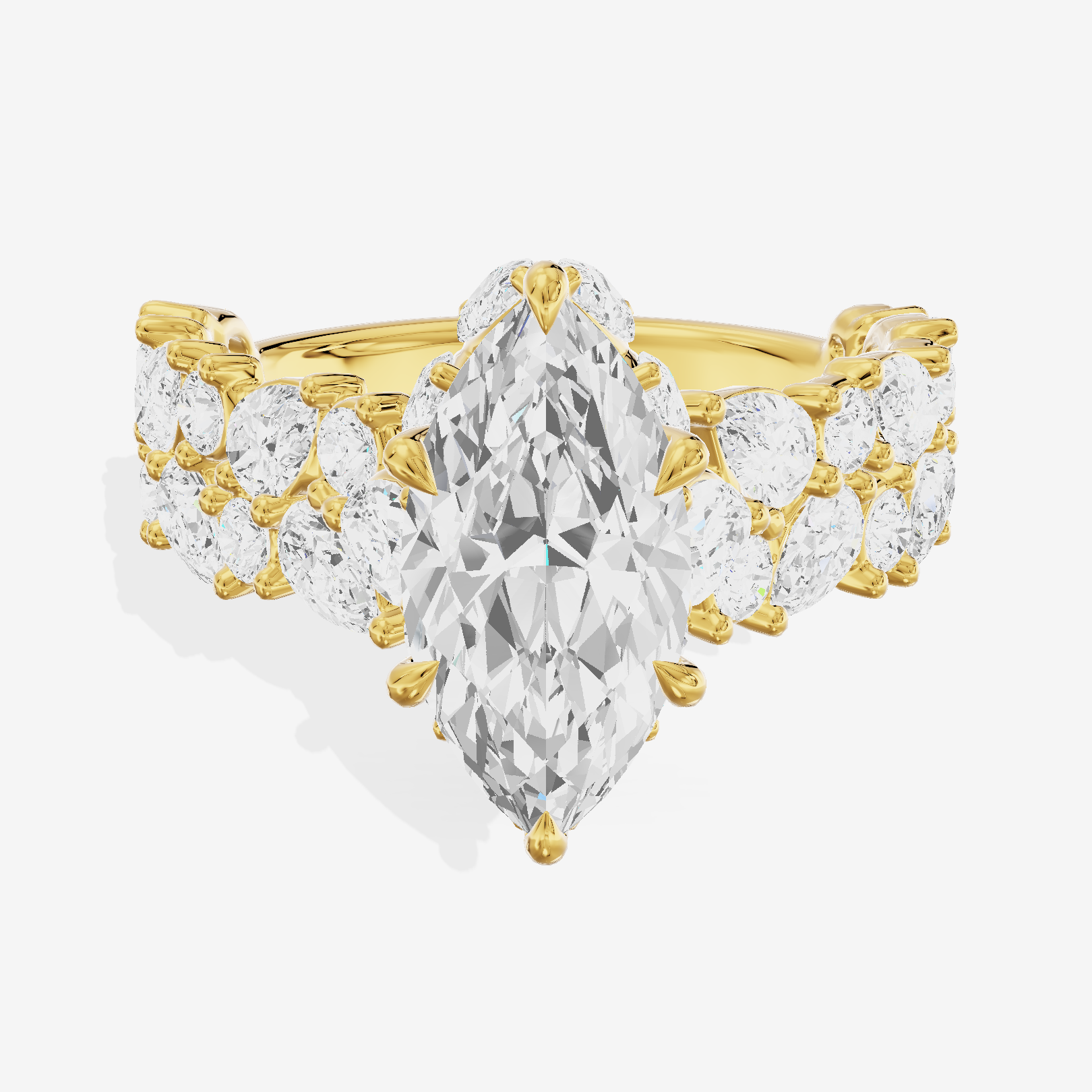 Grand Janevra Marquise Engagement Ring with Side Stones (3/4 ct. tw.) in 14K Yellow Gold