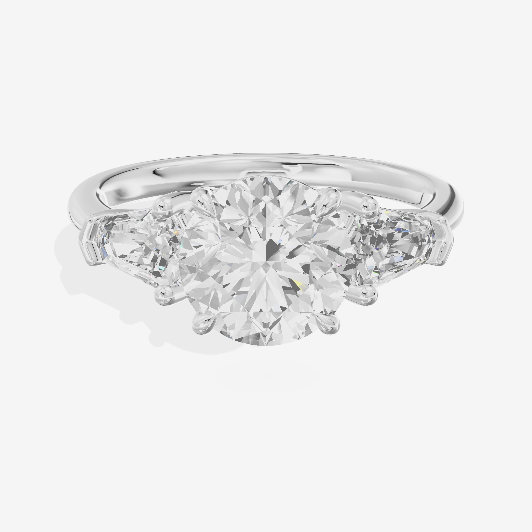 Classic Mirth Round Three Stone Engagement Ring (1/2 ct. tw.) in Platinum
