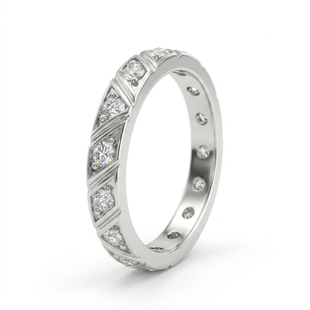 Low Profile Round Wedding Band (1/6 ct. tw.) in 18K White Gold