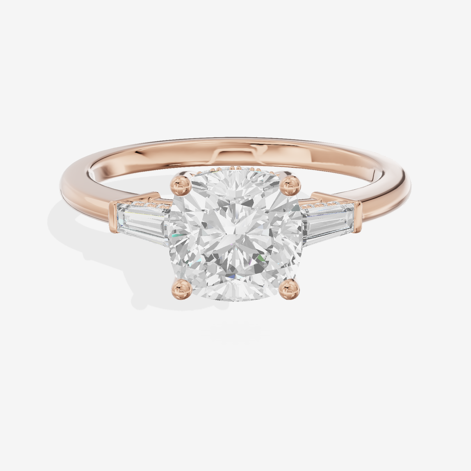 Promezza Hidden Halo Cushion Engagement Ring (1/20 ct. tw.) in 14K Rose Gold