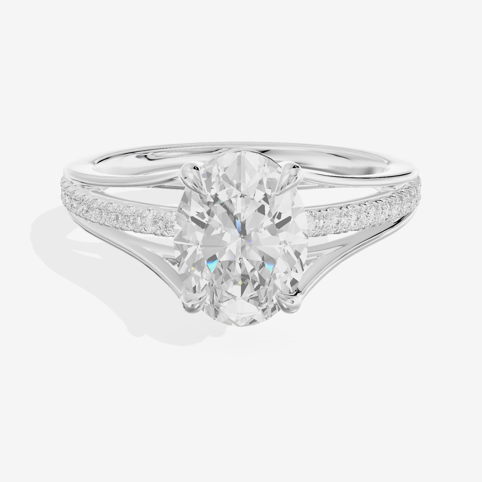 Bowed Coeurine Oval Engagement Ring with Side Stones (1/6 ct. tw.) in Platinum