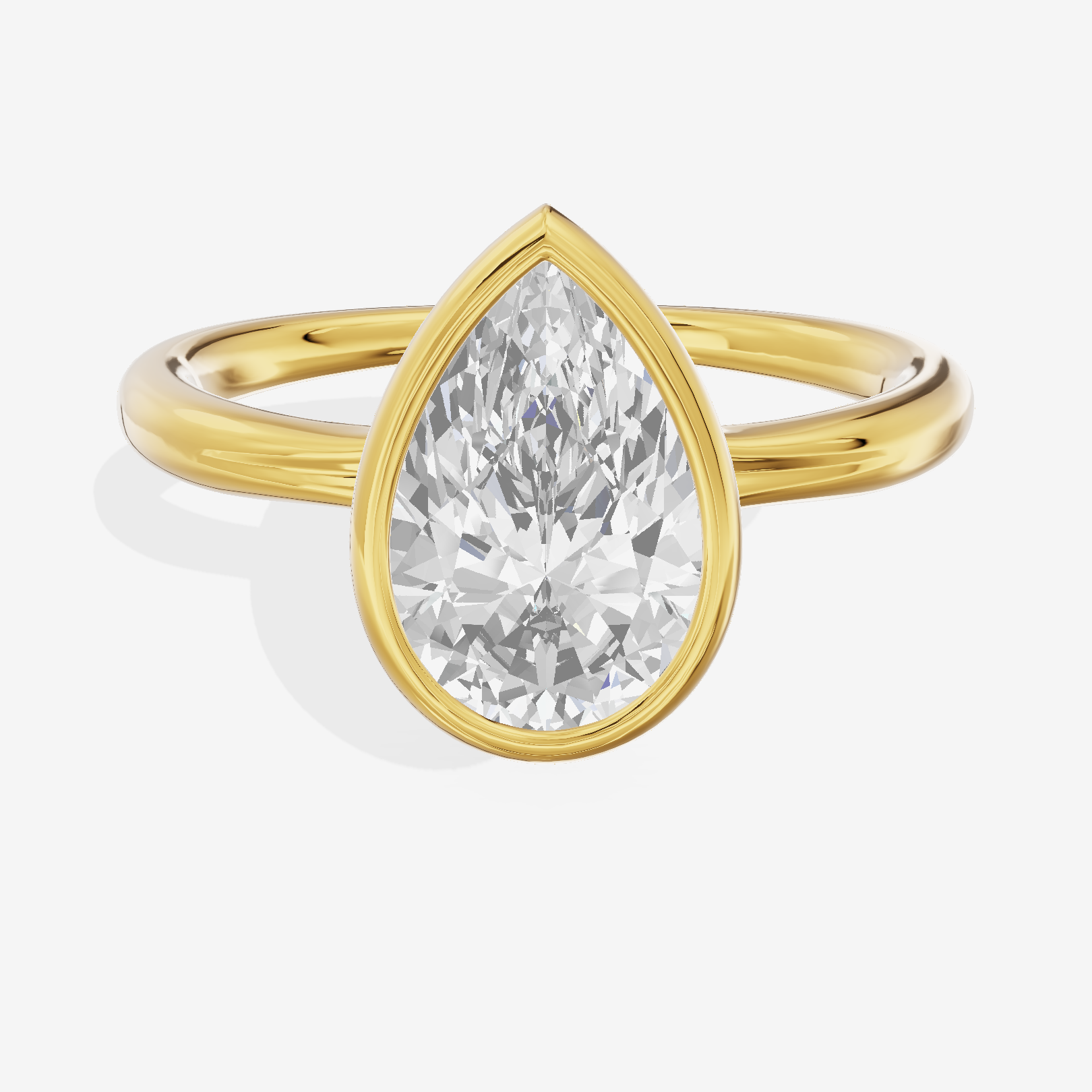 Coeurine Bezel 2mm Pear Solitaire Engagement Ring in 14K Yellow Gold