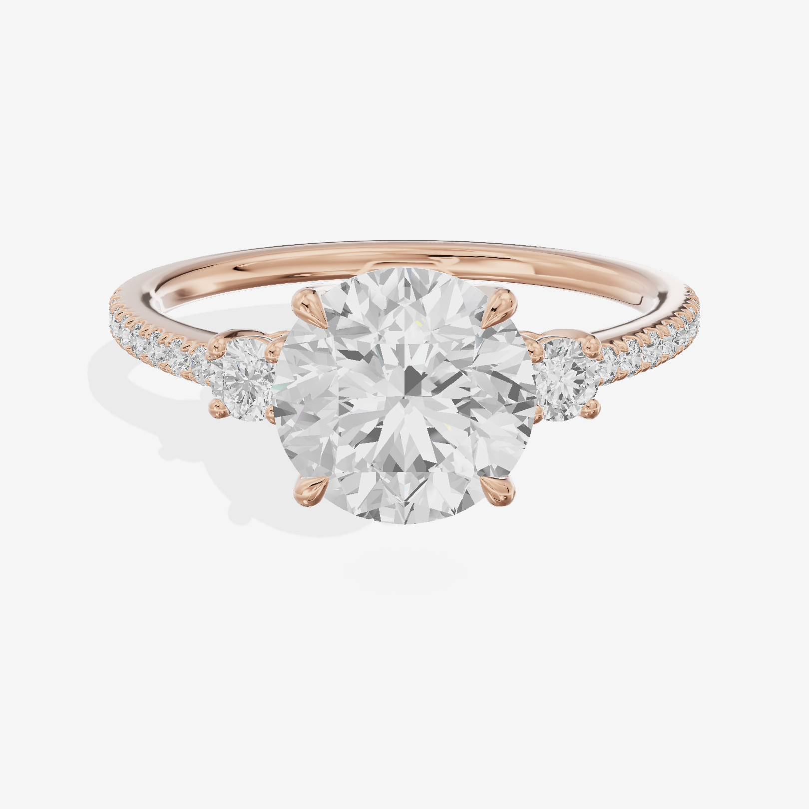 Mirth Three Stone Round Engagement Ring (1/4 ct. tw.) in 14K Rose Gold