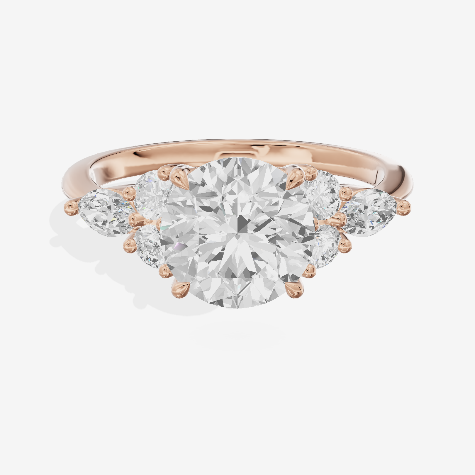 Petite Halcyon Round Engagement Ring with Side Stones (1/6 ct. tw.) in 14K Rose Gold