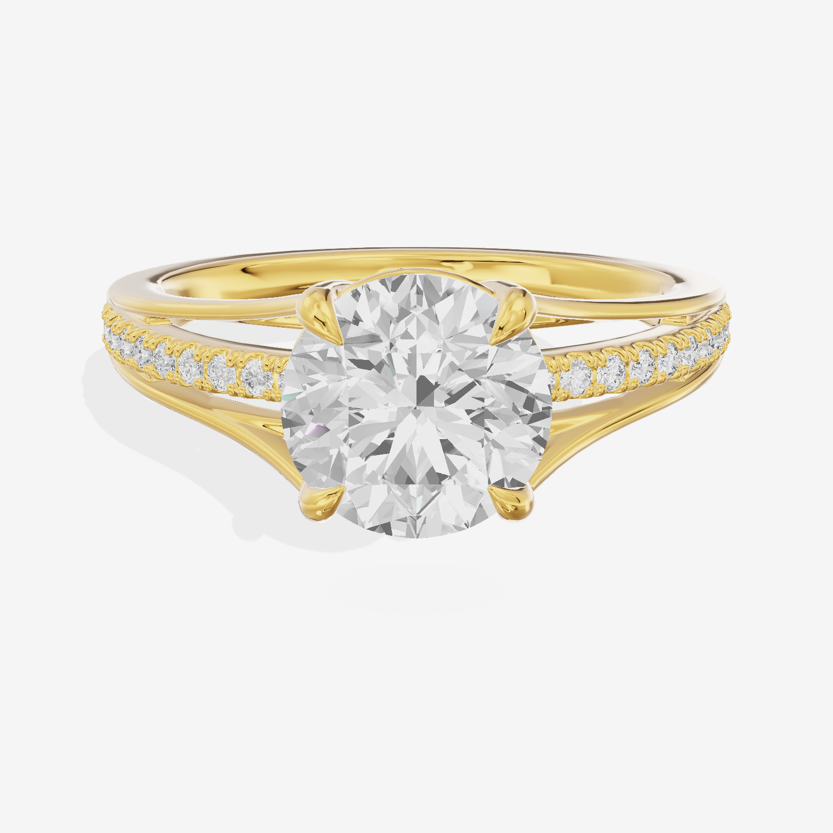 Bowed Coeurine Round Engagement Ring with Side Stones (1/6 ct. tw.) in 18K Yellow Gold