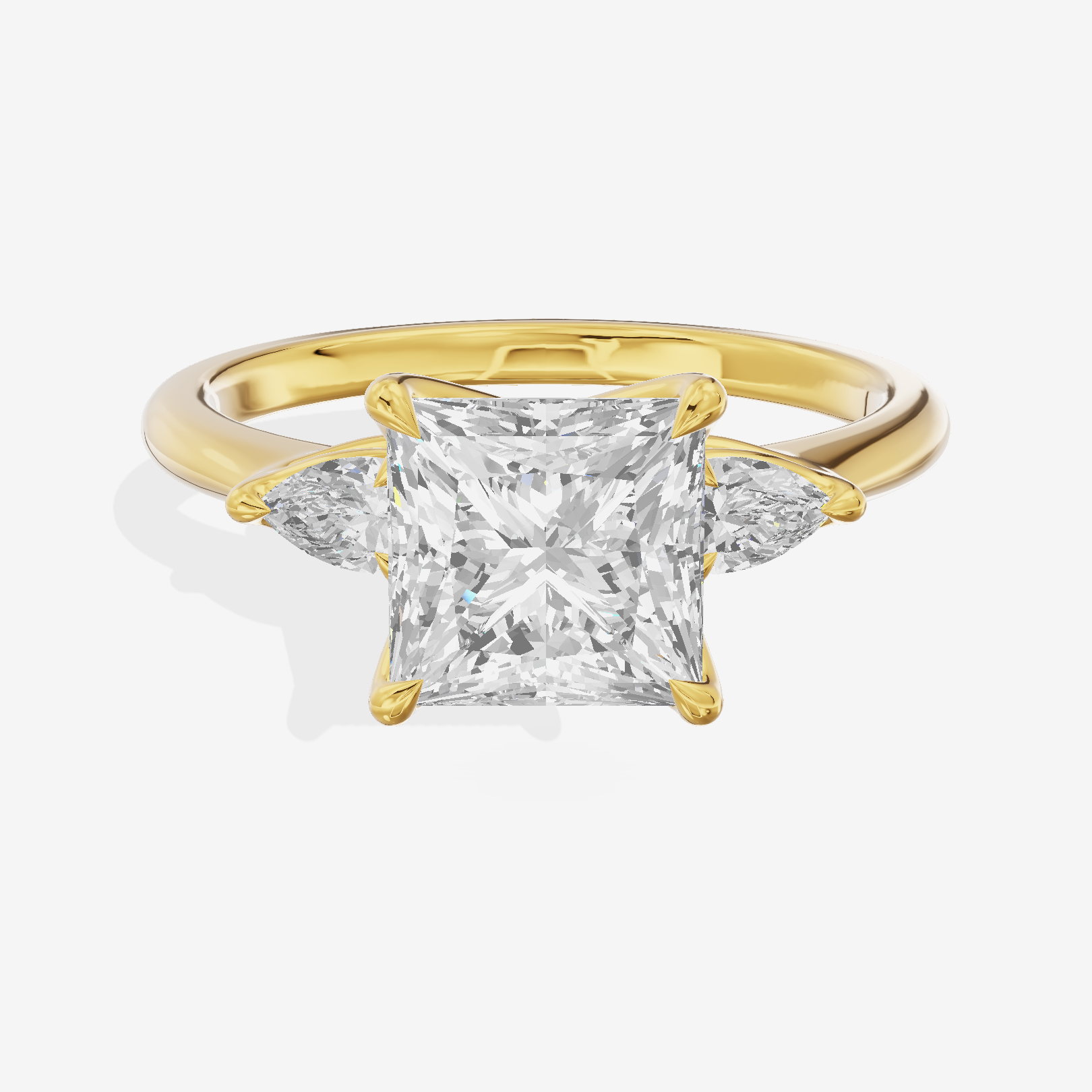Petite Coeurine Three Stone Princess Engagement Ring (1/5 ct. tw.) in 18K Yellow Gold