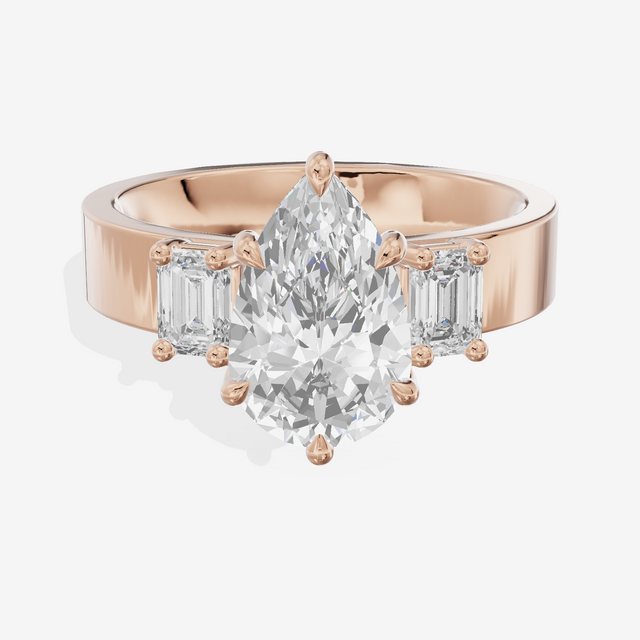 Vintage Vowsae Three Stone Pear Engagement Ring (1/2 ct. tw.) in 14K Rose Gold