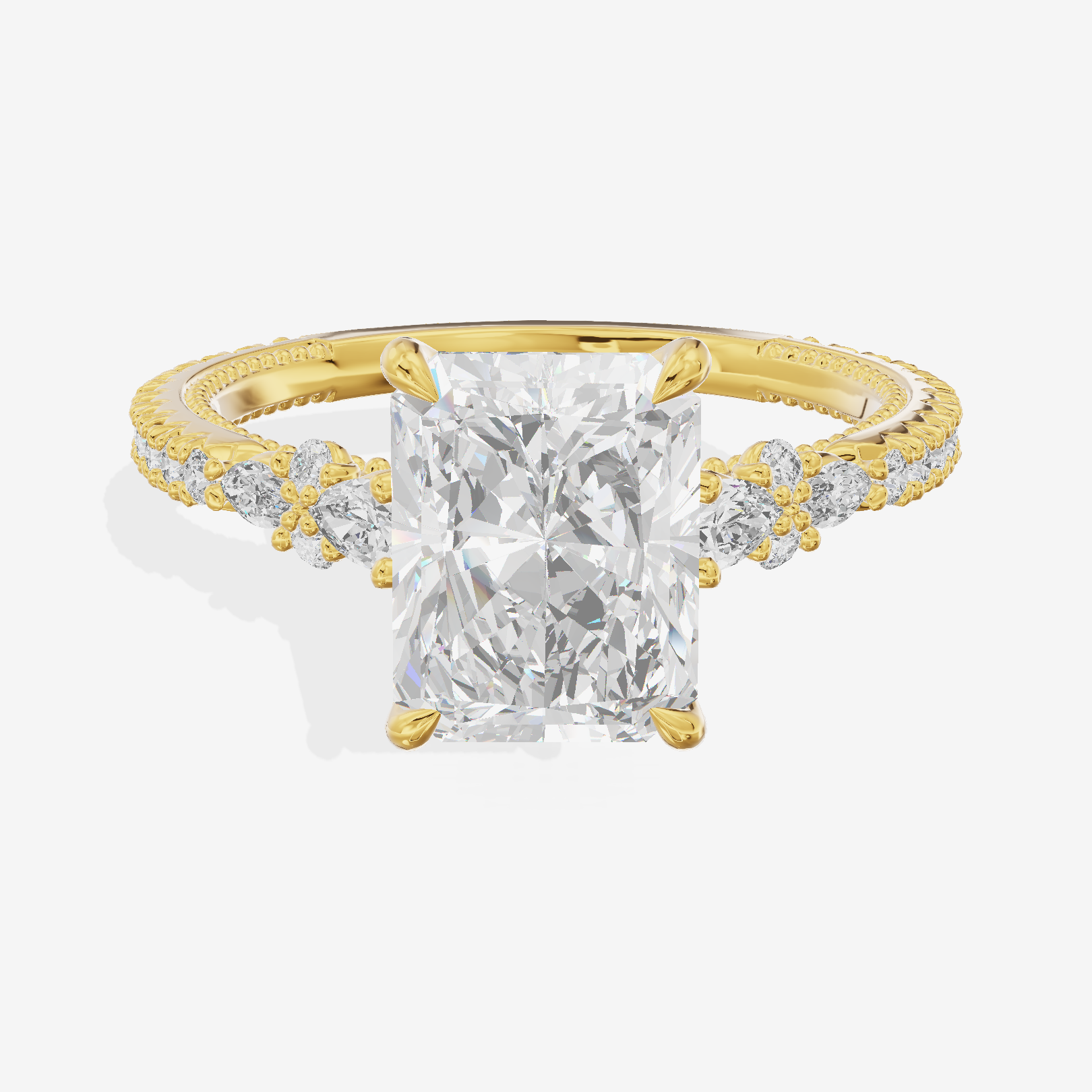 Trueheart Radiant Engagement Ring with Side Stones (2/5 ct. tw.) in 18K Yellow Gold