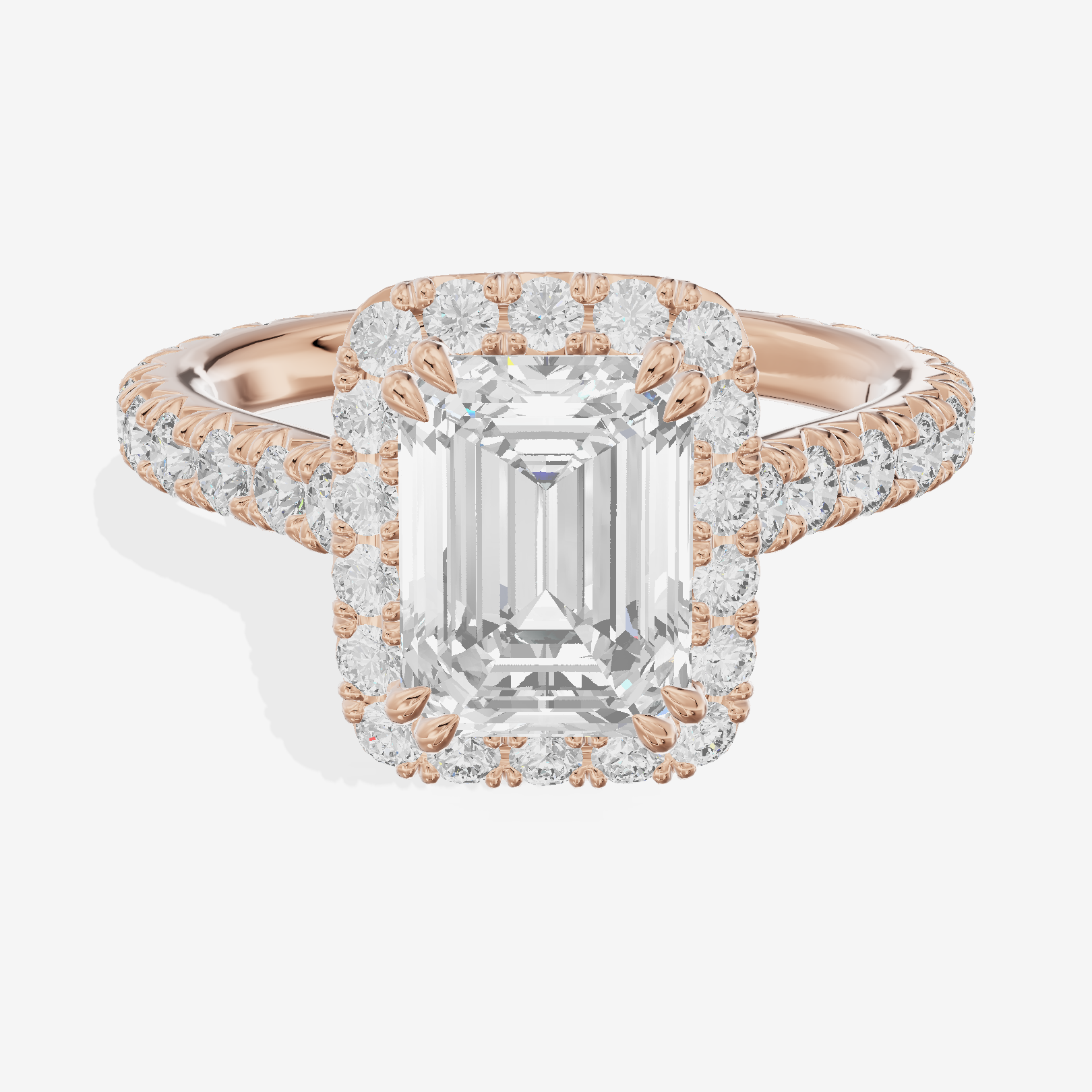 One of One Halo Emerald Engagement Ring (3/4 ct. tw.) in 18K Rose Gold