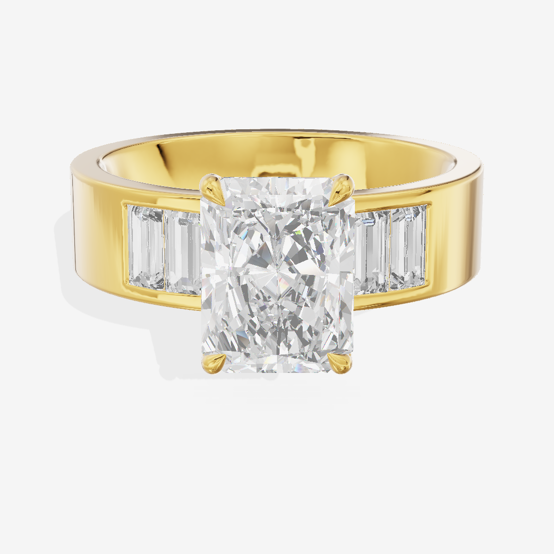 Grand Sincere Radiant Engagement Ring with Side Stones (3/5 ct. tw.) in 18K Yellow Gold
