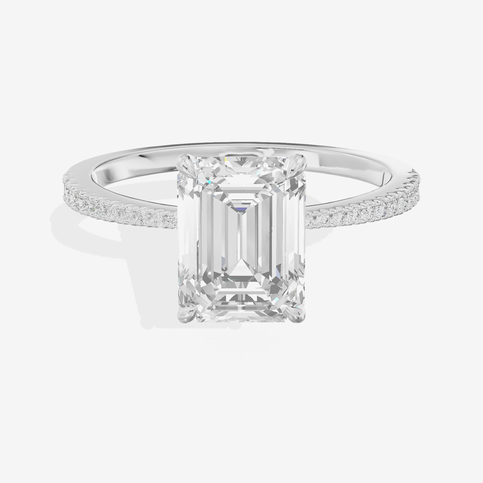 Luxe Promezza Emerald Engagement Ring with Side Stones (1/2 ct. tw.) in 18K White Gold