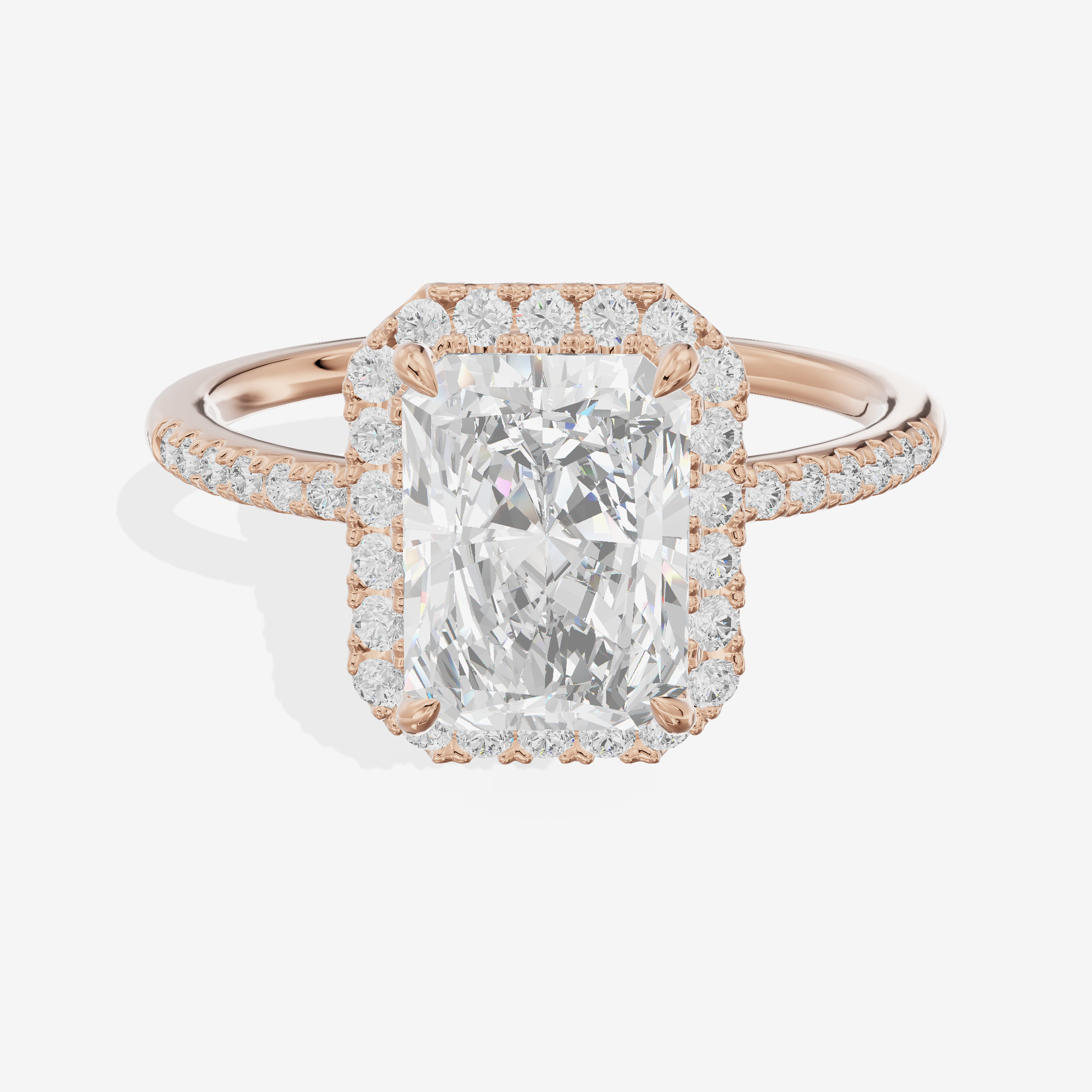 Luxe Linger Radiant Halo Engagement Ring (1/2 ct. tw.) in 18K Rose Gold
